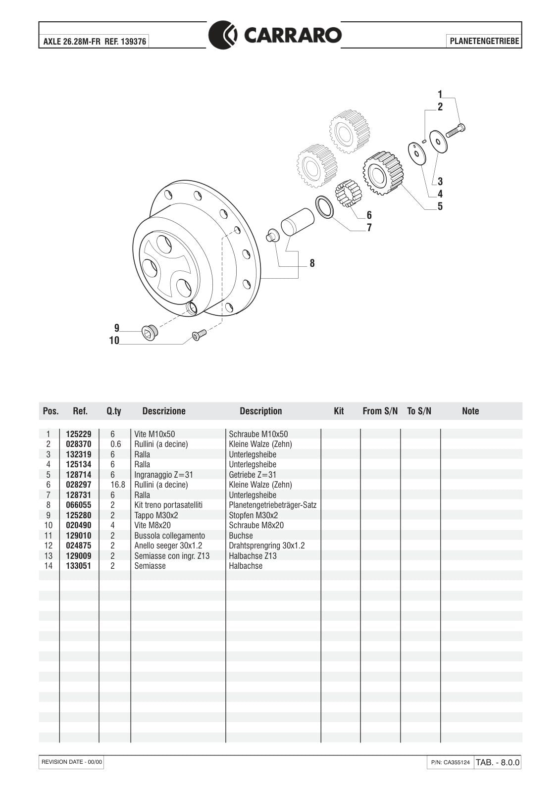 Carraro 26.28M-FR Axle Parts Catalog (Ref. 139376) – sample page 3