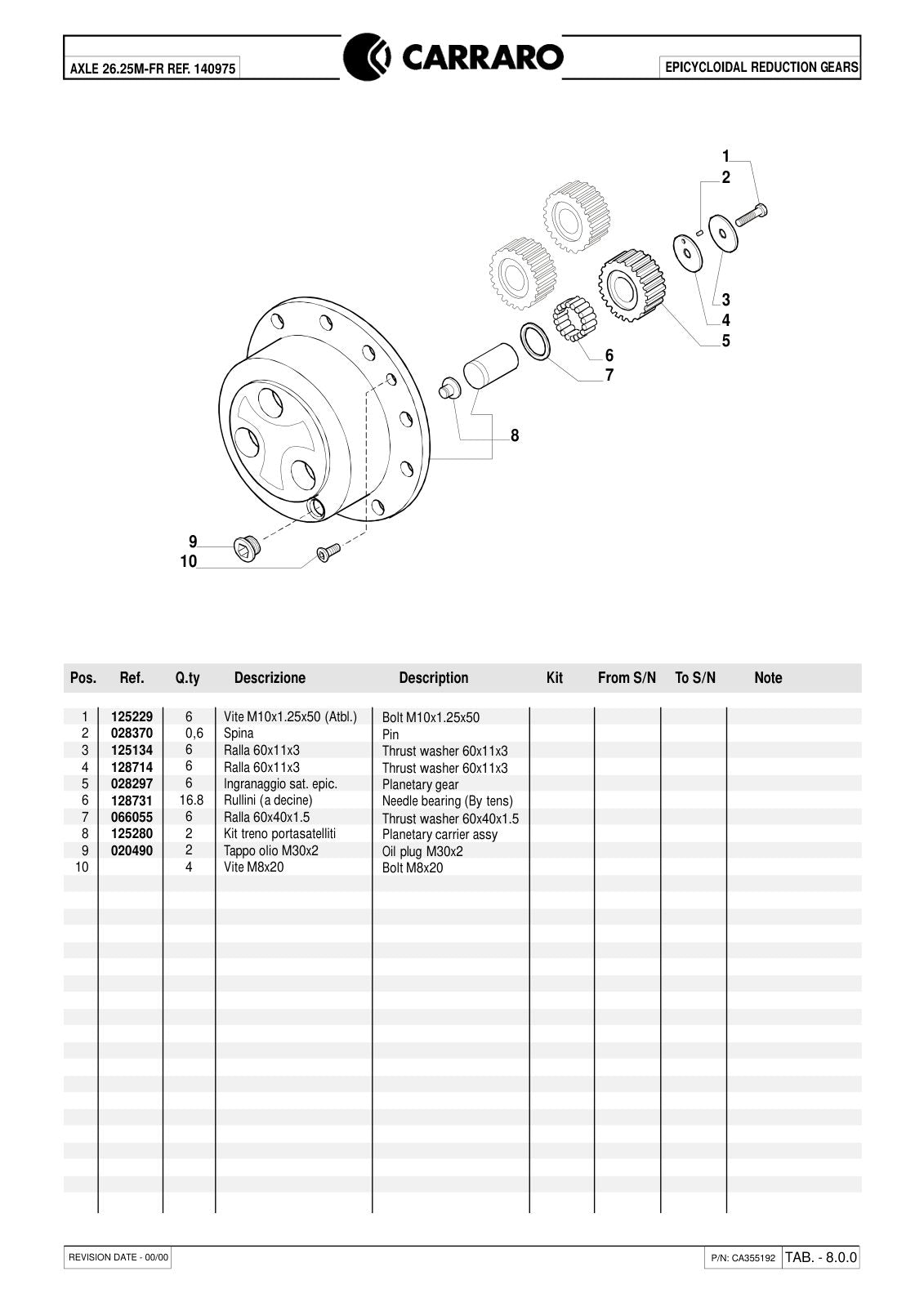 Carraro 26.25M-FR Axle Parts Catalog (Ref. 140975) – sample page 3