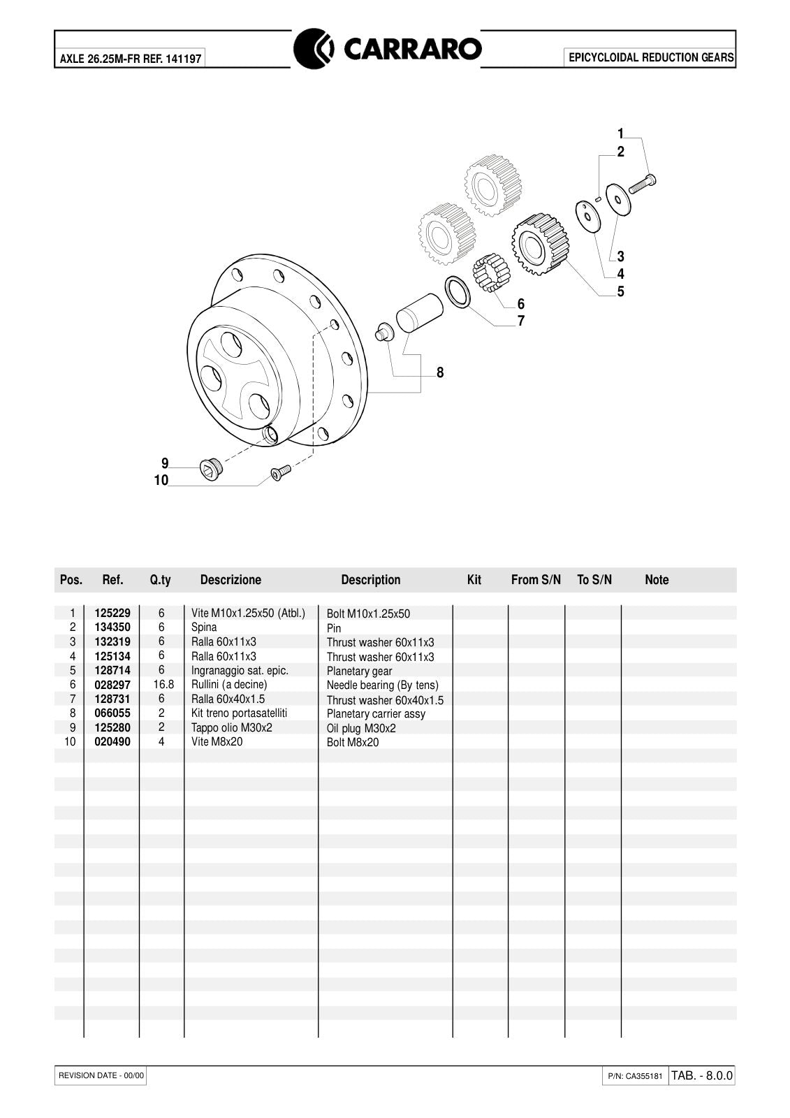 Carraro 26.25M-FR Axle Parts Catalog (Ref. 141197) – sample page 3