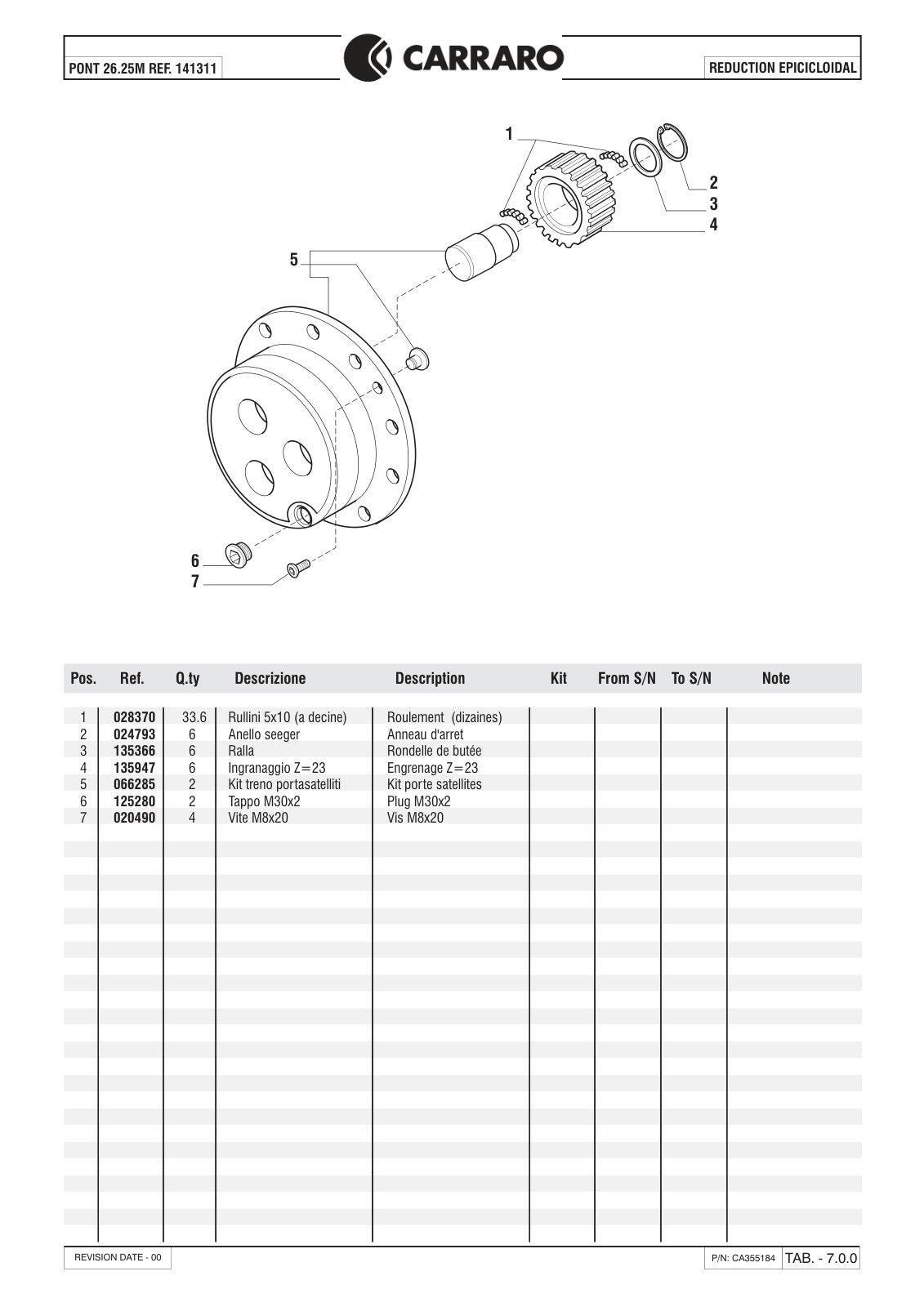 Carraro 26.25M Axle Parts Catalog (Ref. 141311) – sample page 3