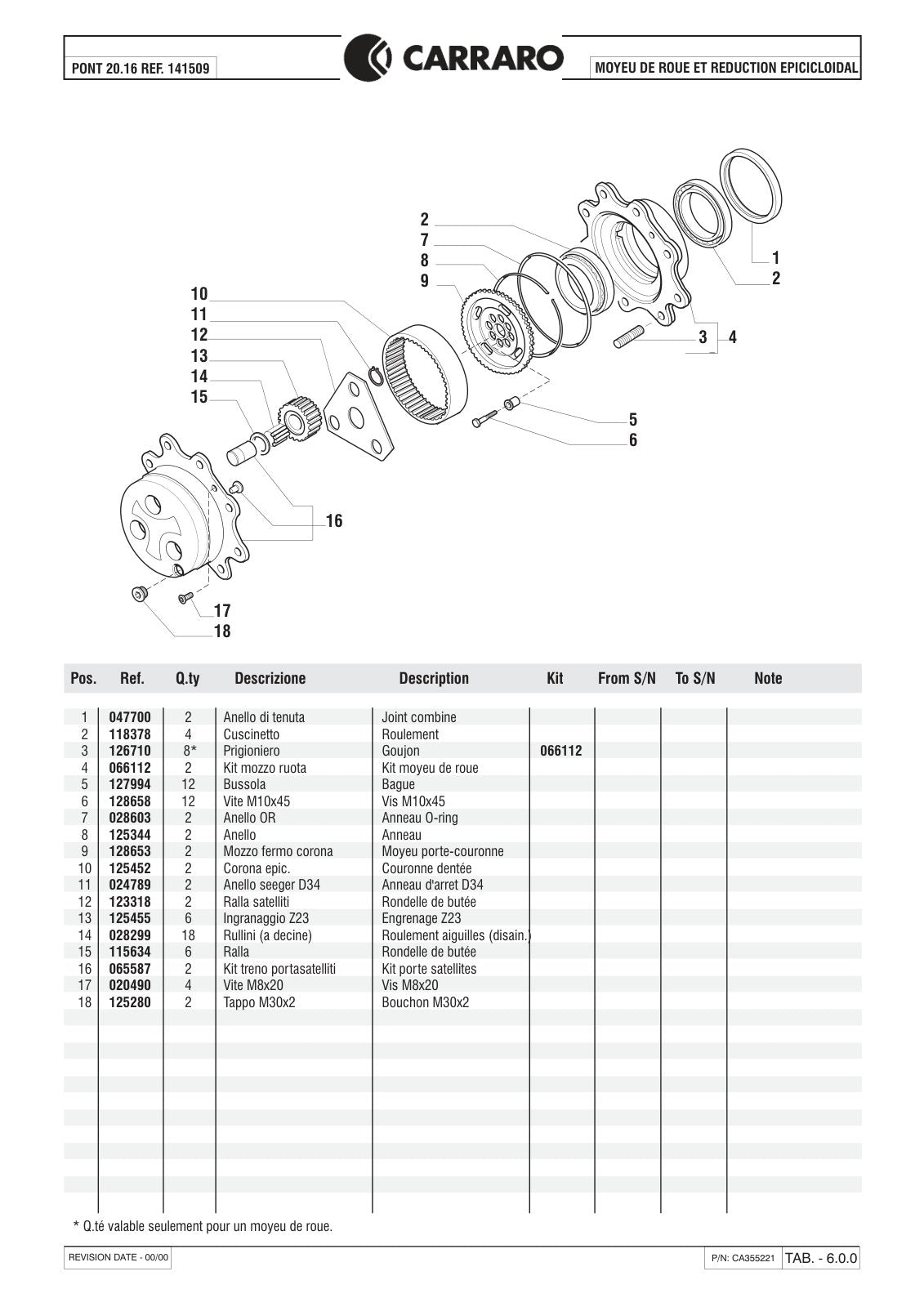 Carraro 20.16 Axle Parts Catalog (Ref. 141509) – sample page 3