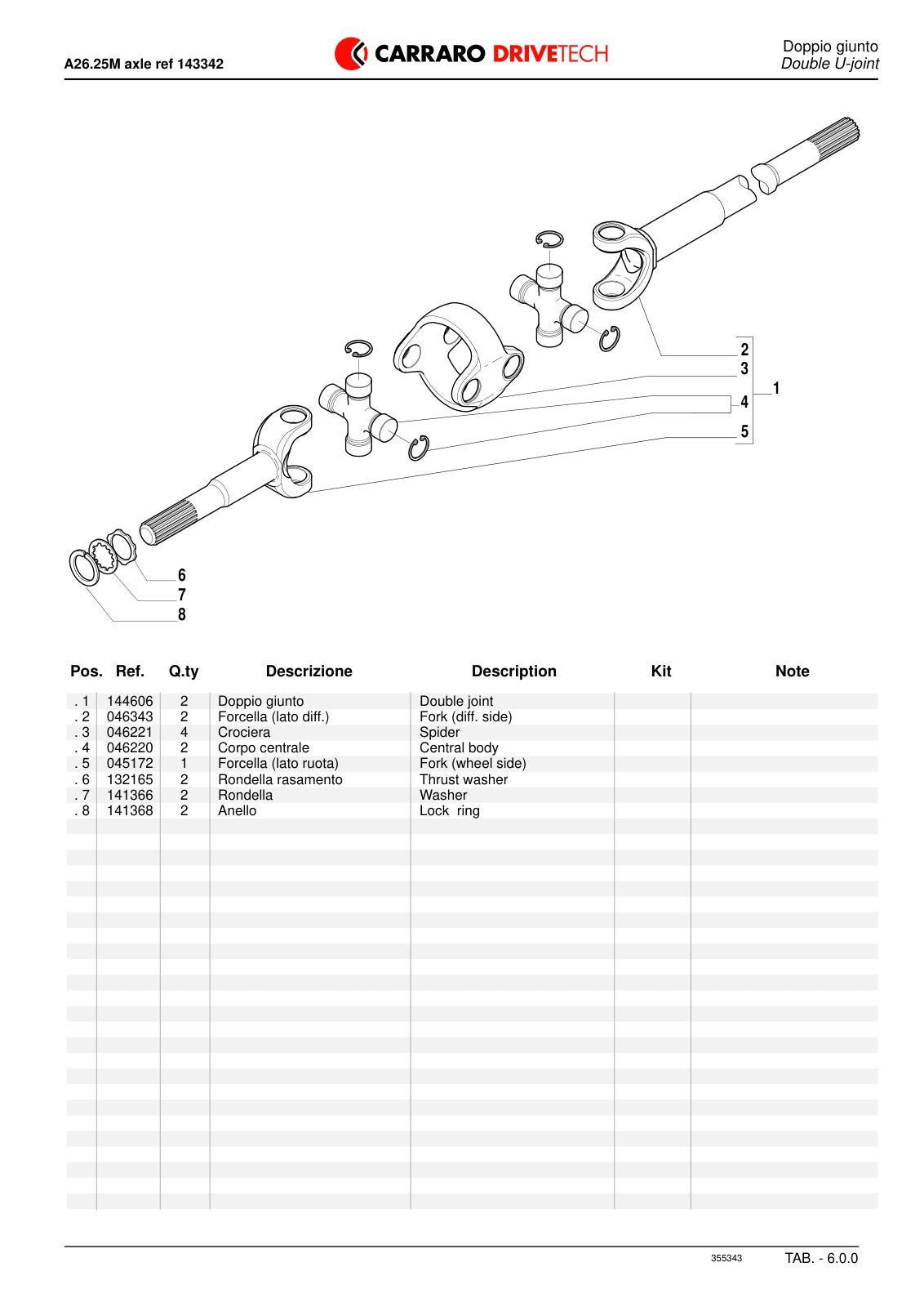 Carraro 26.25M Axle Parts Catalog (Ref. 143342) – sample page 3