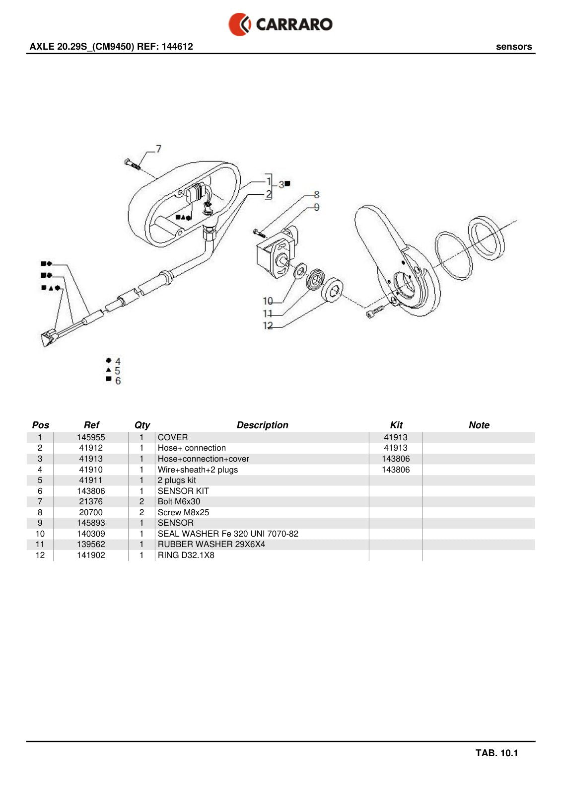 Carraro 20.29S Axle Parts Catalog (Ref. 144612, 147398) – sample page 3