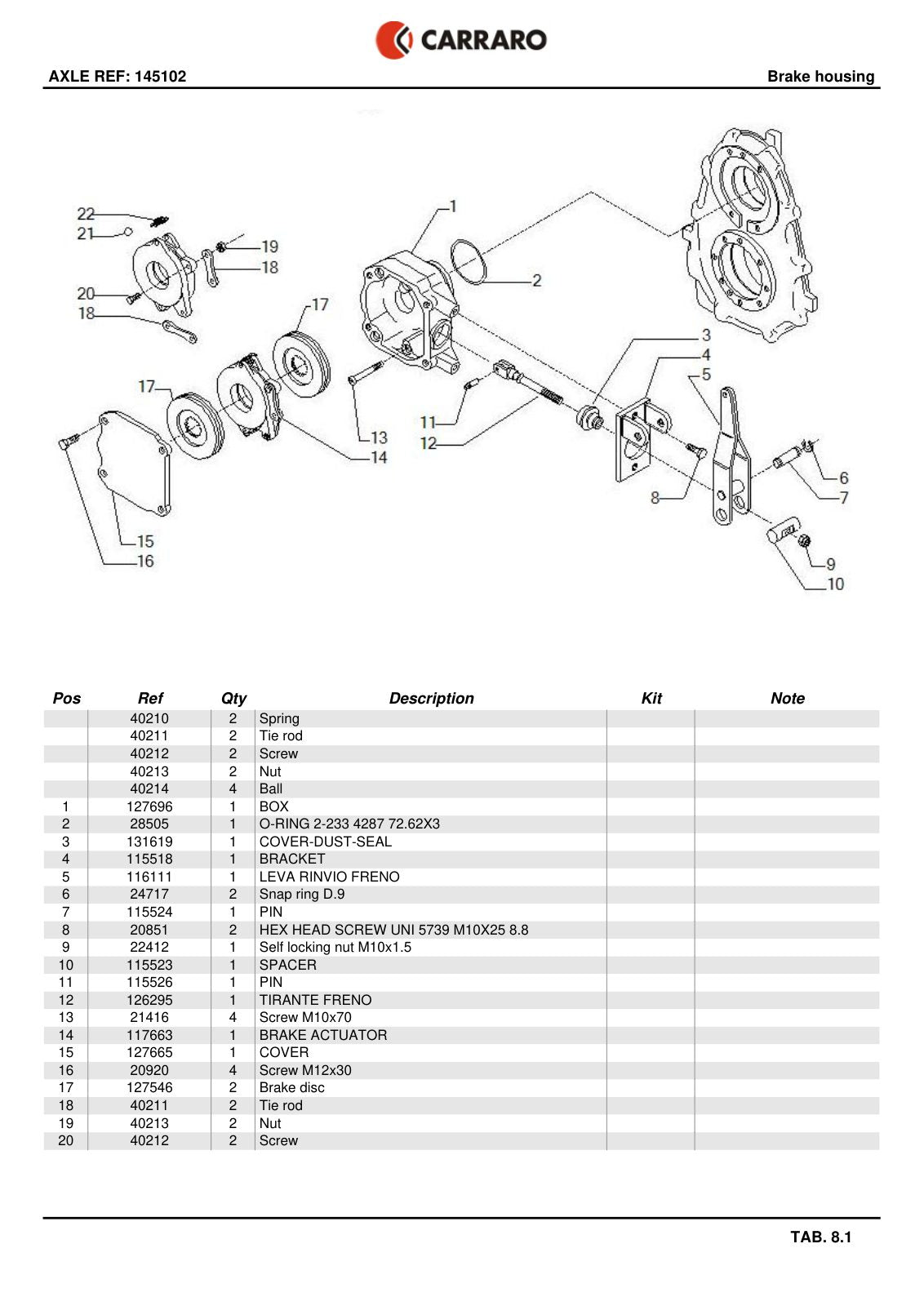 Carraro Transmission Parts Catalog (Ref. 145102) – sample page 3