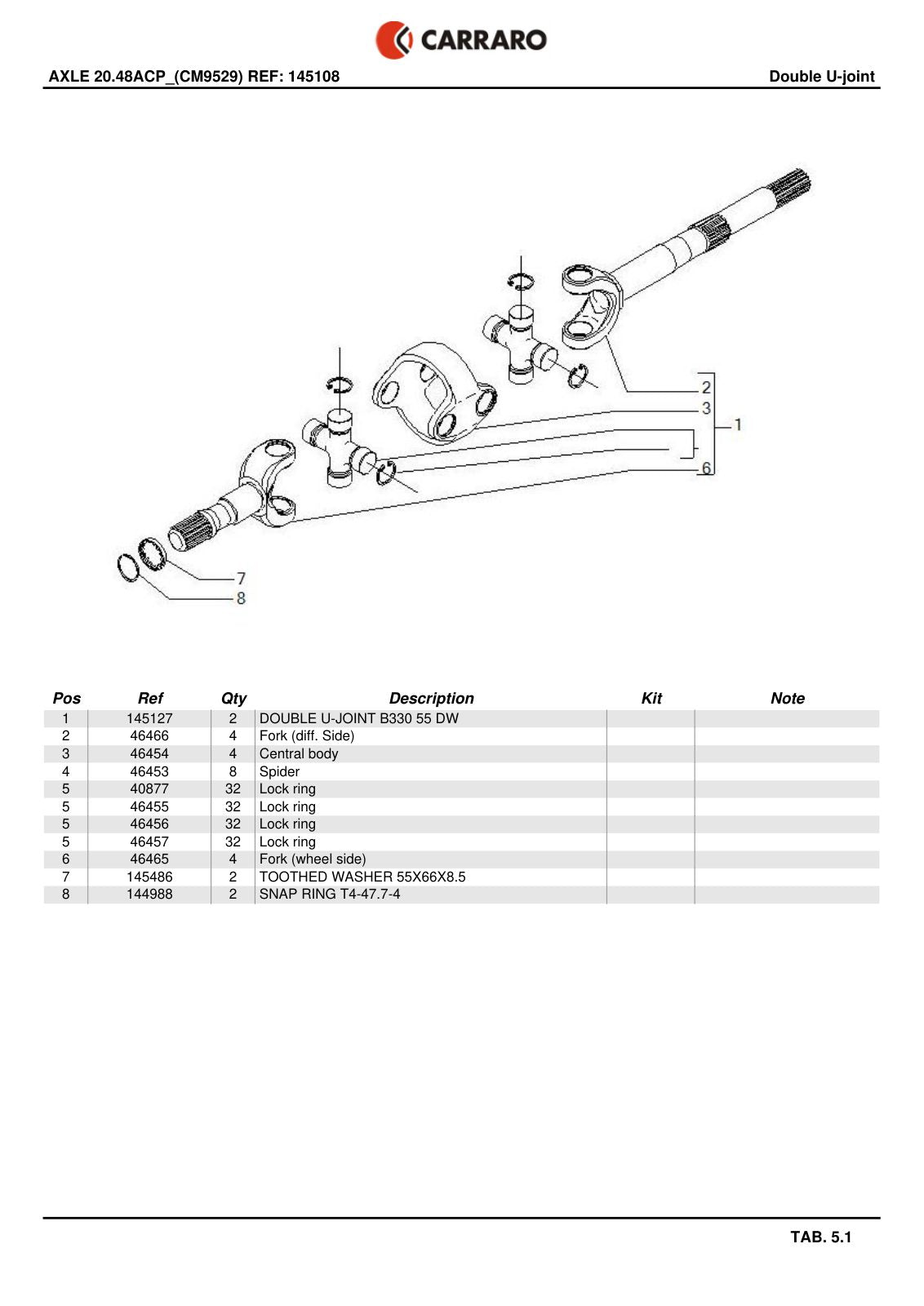 Carraro 20.48ACP Axle Parts Catalog (Ref. 145108) – sample page 3