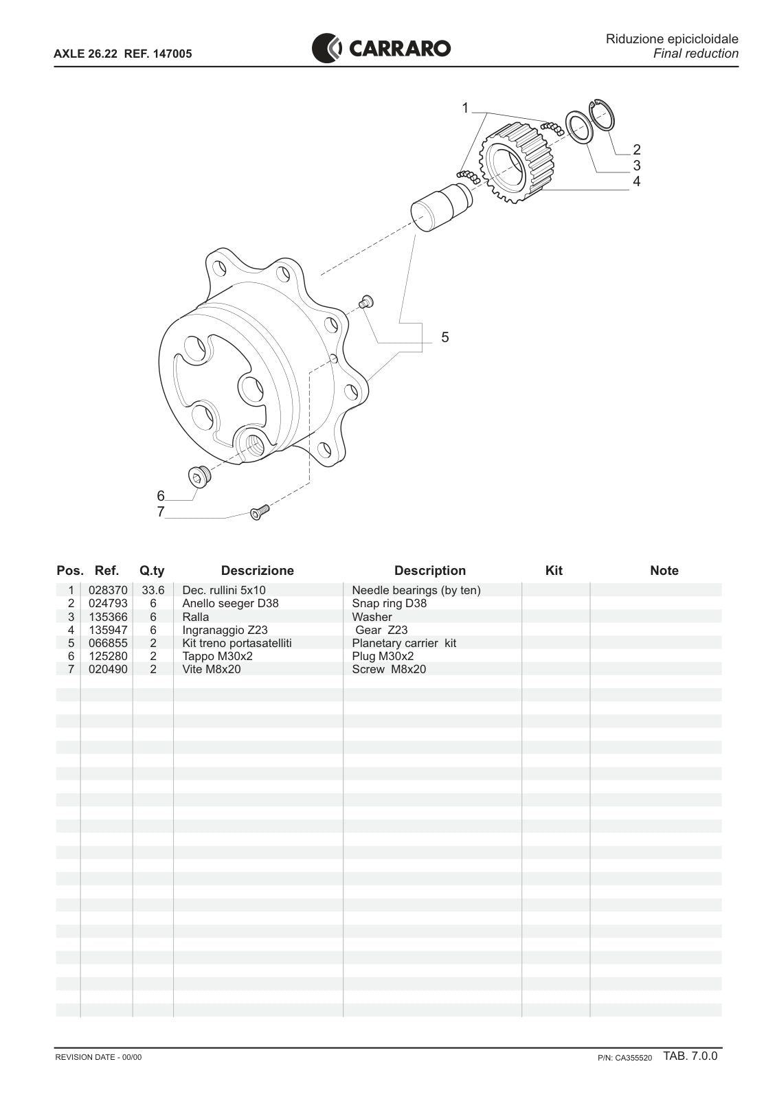 Carraro 26.22 Axle Parts Catalog (Ref. 147005) – sample page 3