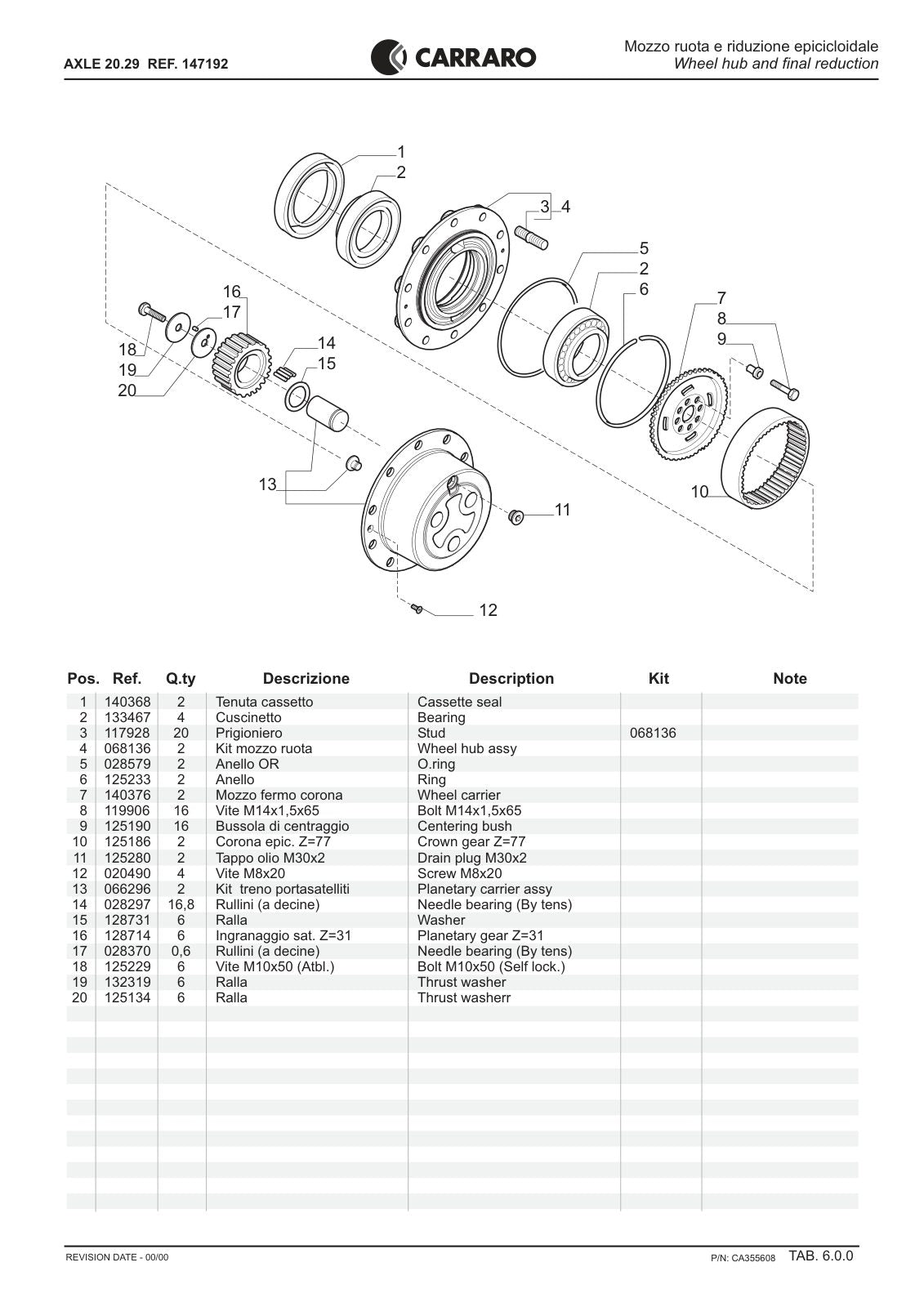 Carraro 20.29 Axle Parts Catalog (Ref. 147192) – sample page 3
