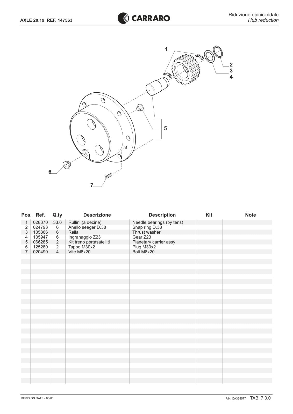 Carraro 20.19 Axle Parts Catalog (Ref. 147563) – sample page 3