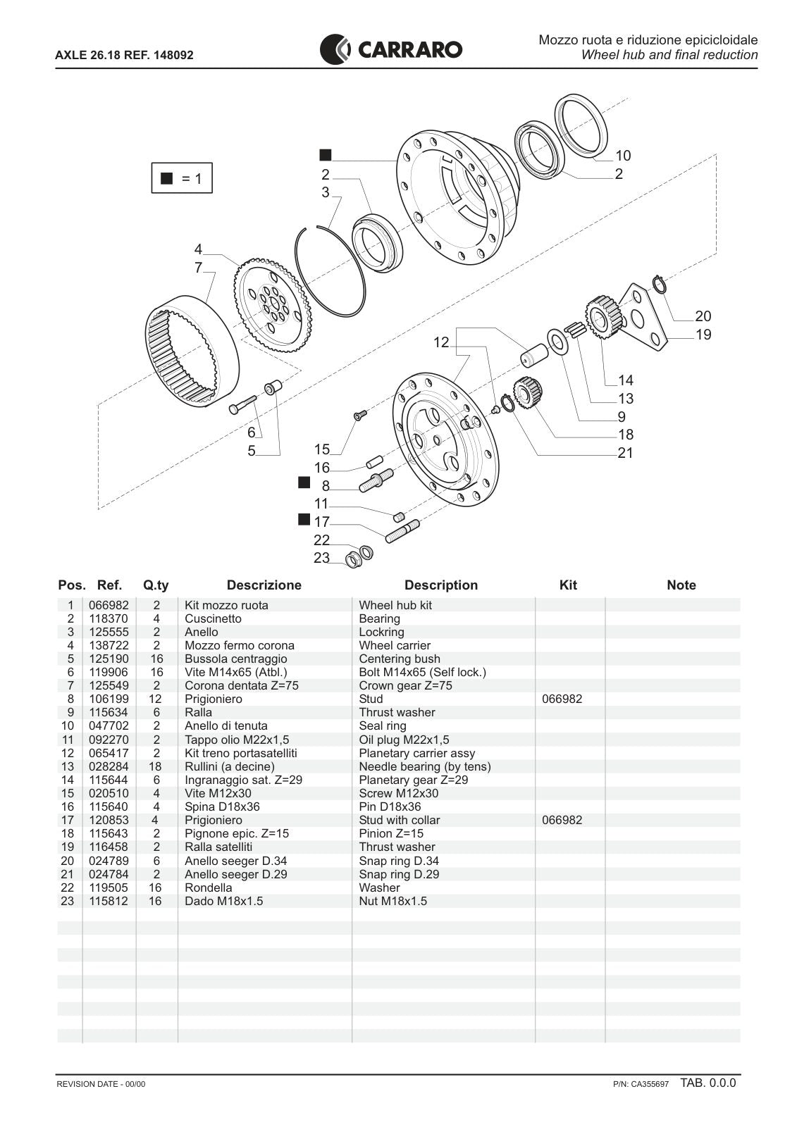 Carraro 26.18 Axle Parts Catalog (Ref. 148092) – sample page 3
