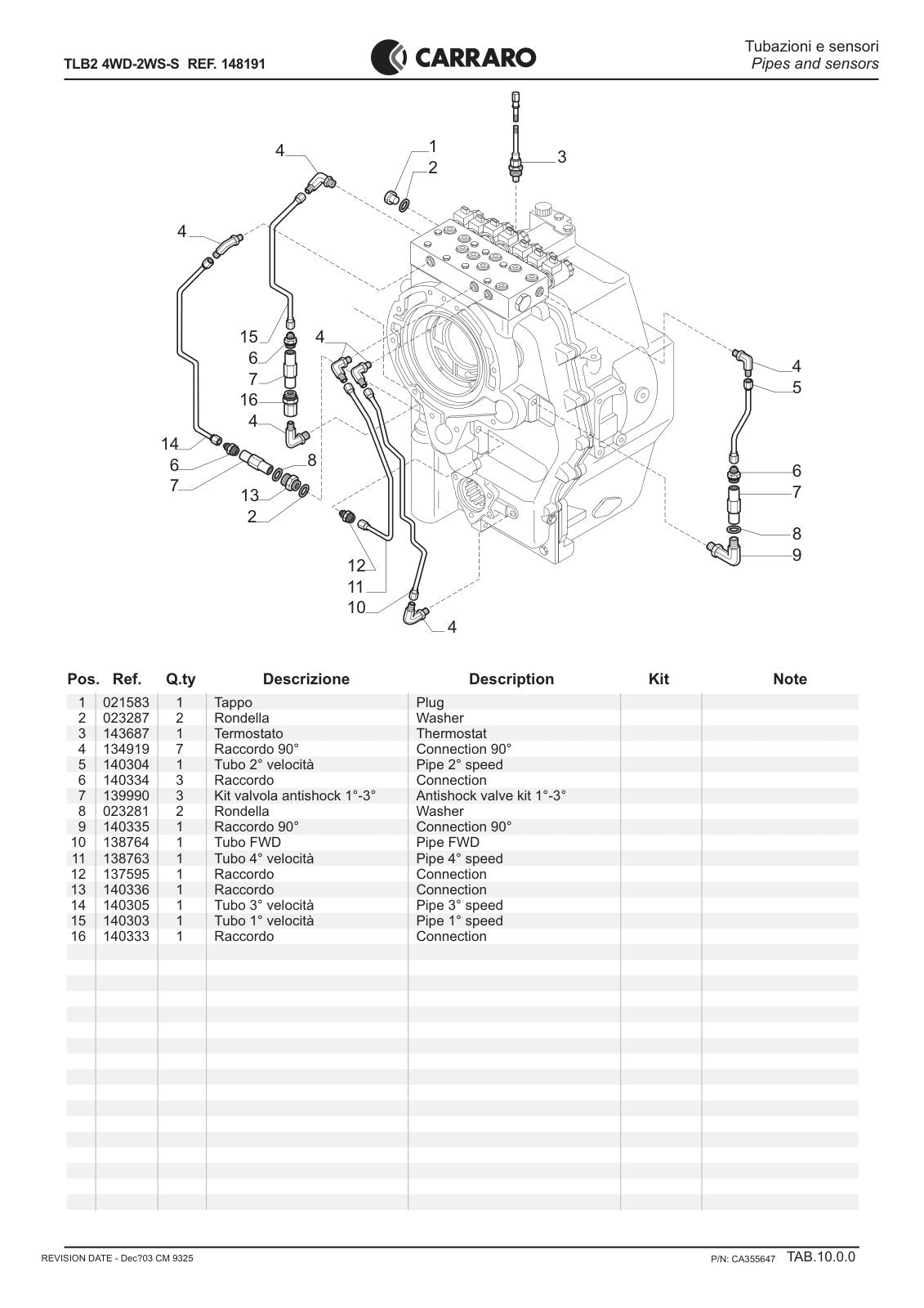 Carraro TLB2 Transmission Parts Catalog (Ref. 148191) – sample page 3