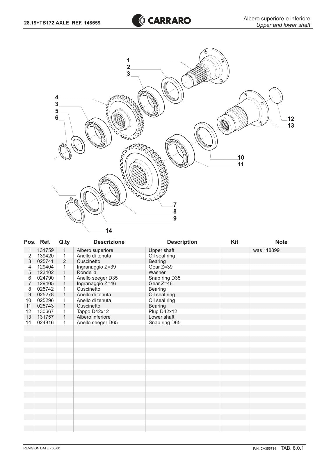 Carraro 28.19 + TB172 Axle with Transfer Box Parts Catalog (Ref. 148659) – sample page 3