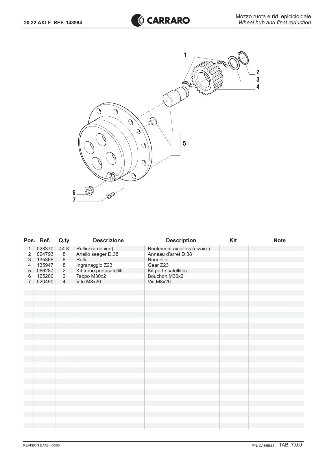 Carraro 20.22 Axle Parts Catalog (Ref. 148994) – sample page 3