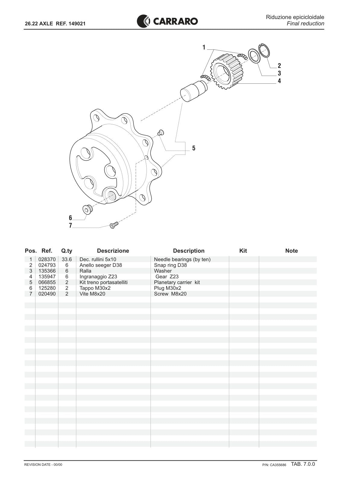 Carraro 26.22 Axle Parts Catalog (Ref. 149021) – sample page 3