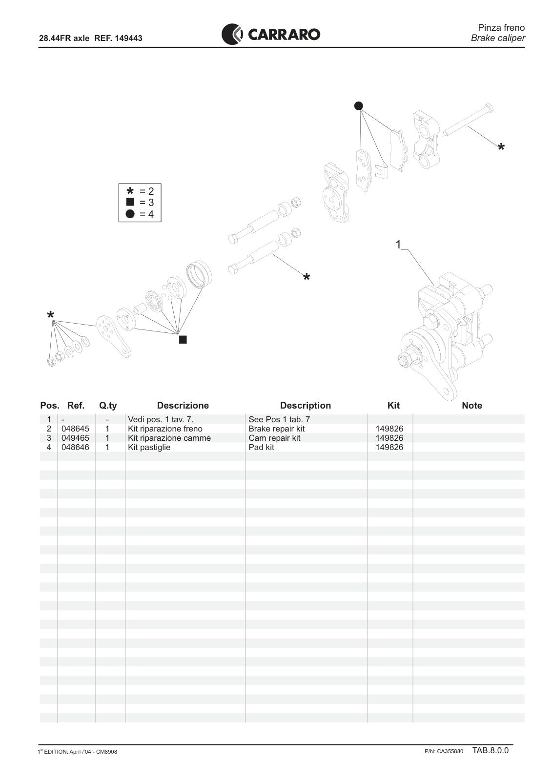 Carraro 28.44FR Axle Parts Catalog (Ref. 149443) – sample page 3