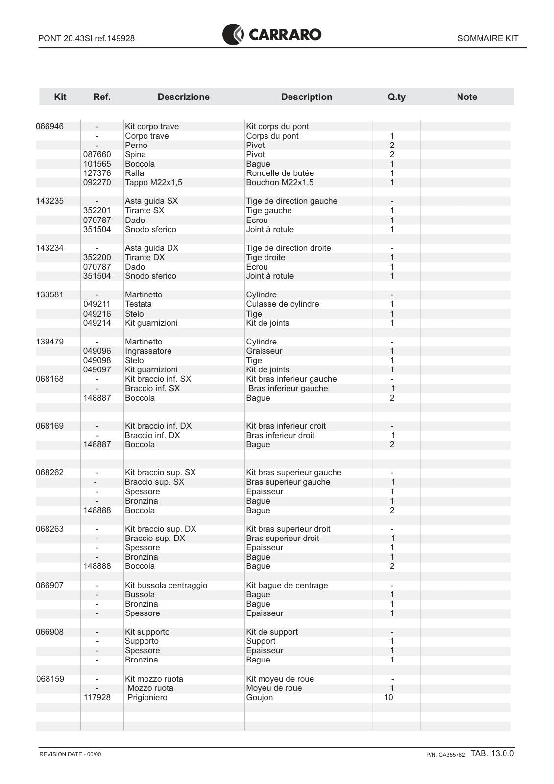 Carraro 20.43SI Axle Parts Catalog (Ref. 149928) – sample page 3