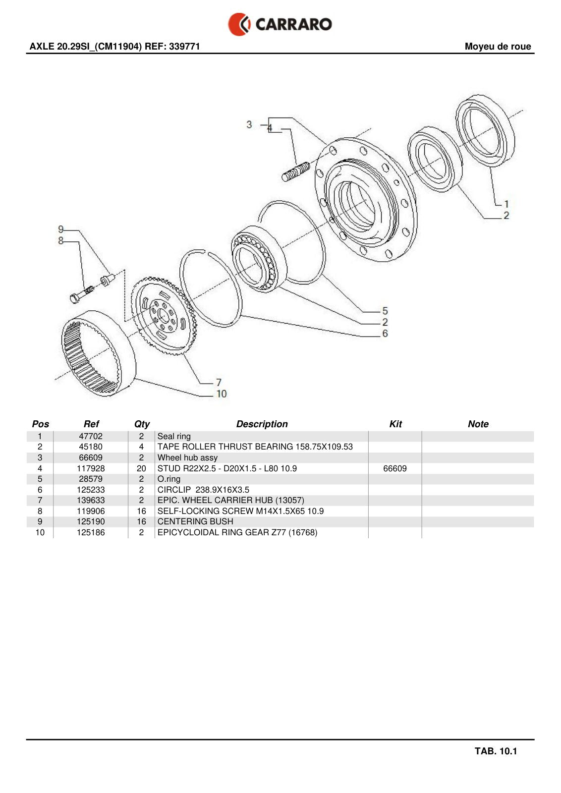 Carraro 20.29SI Axle Parts Catalog (Ref. 339771, 136025) – sample page 3