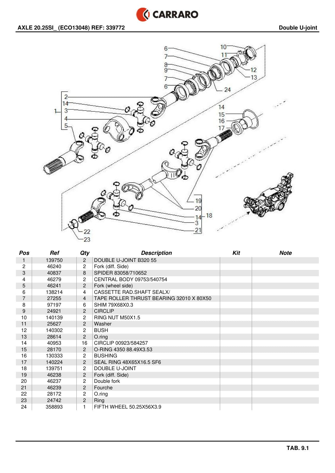 Carraro 20.25SI Axle Parts Catalog (Ref. 339772) – sample page 3