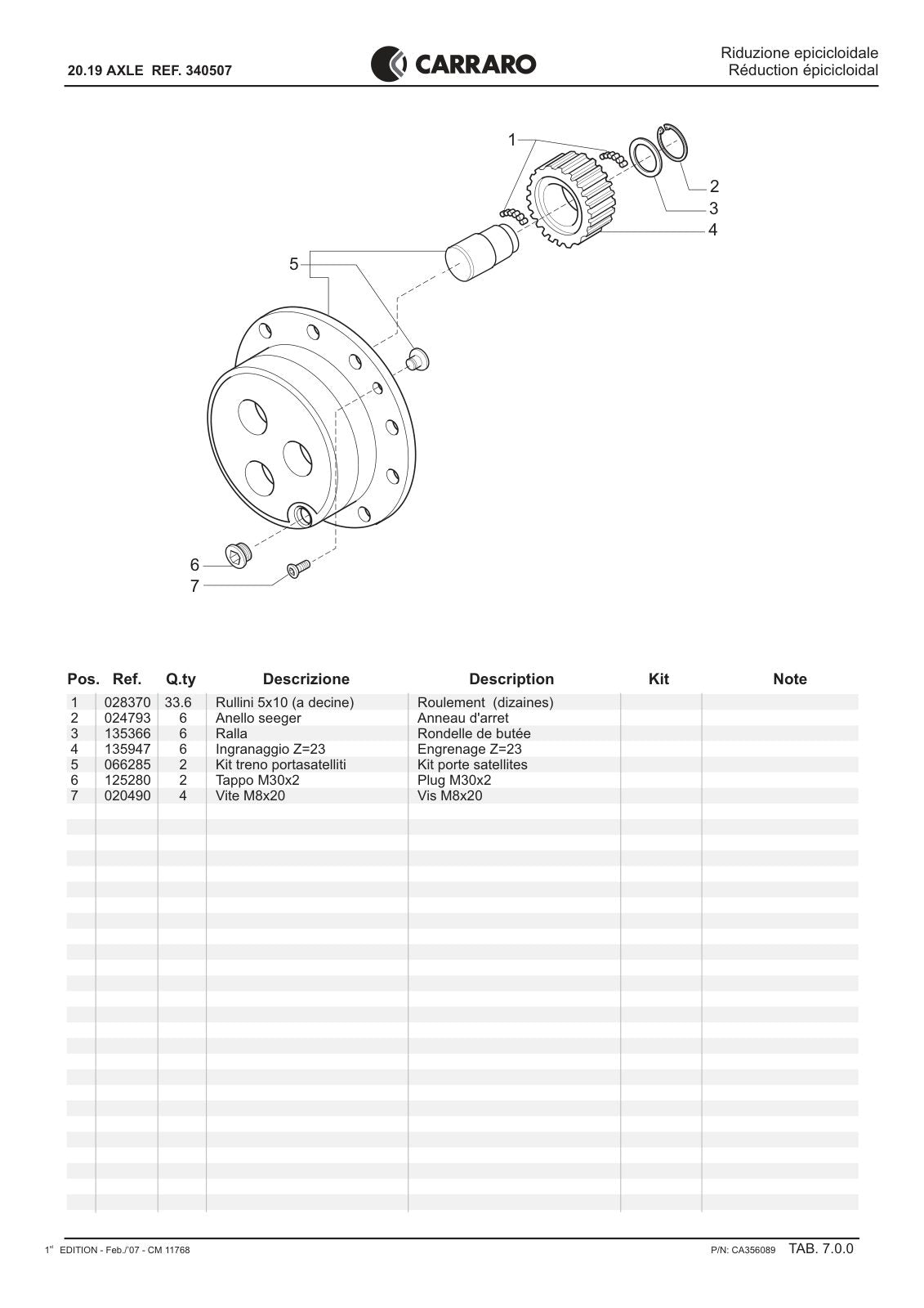 Carraro 20.19 Axle Parts Catalog (Ref. 340507) – sample page 3