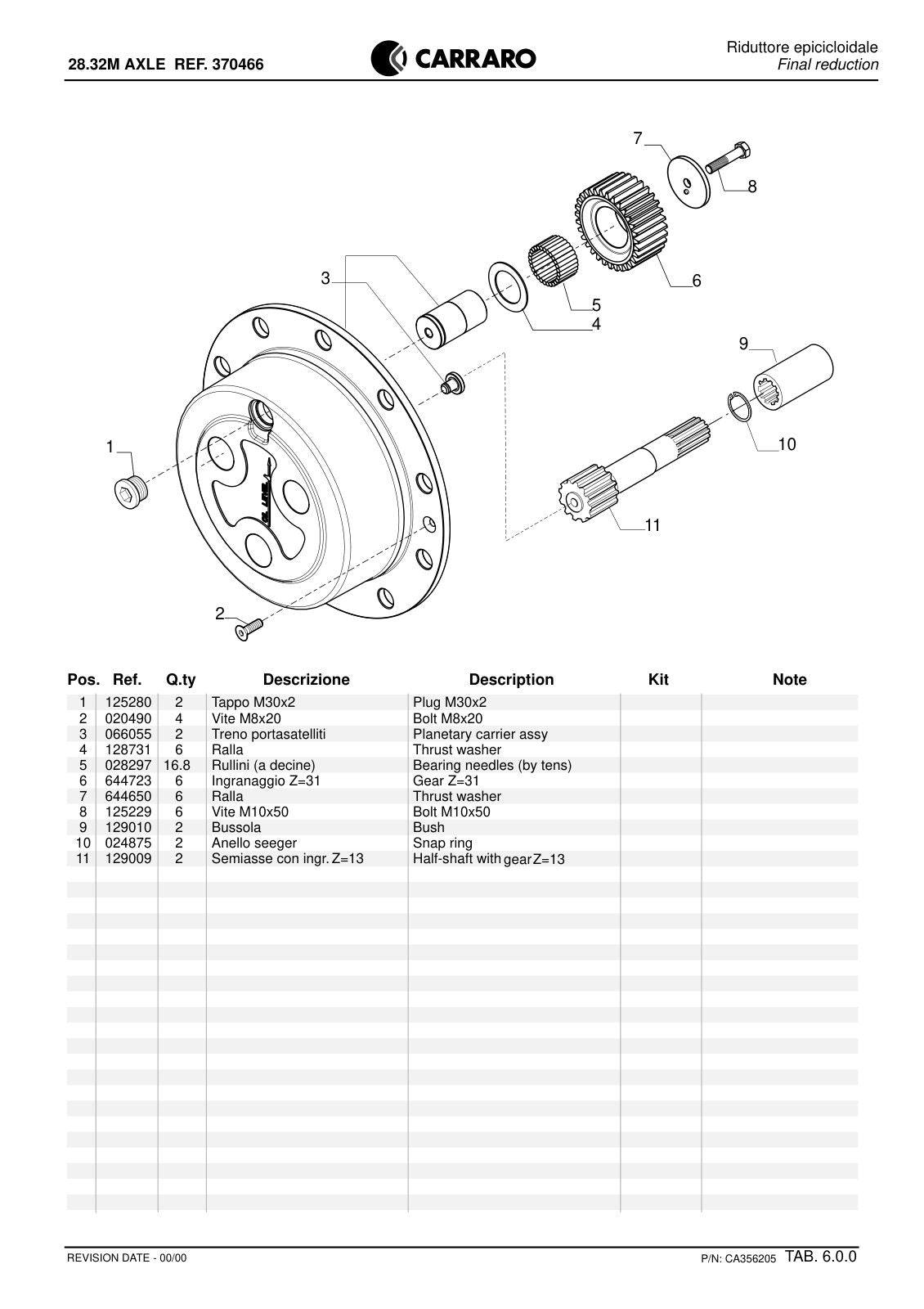 Carraro 28.32M Axle Parts Catalog (Ref. 370466) – sample page 3