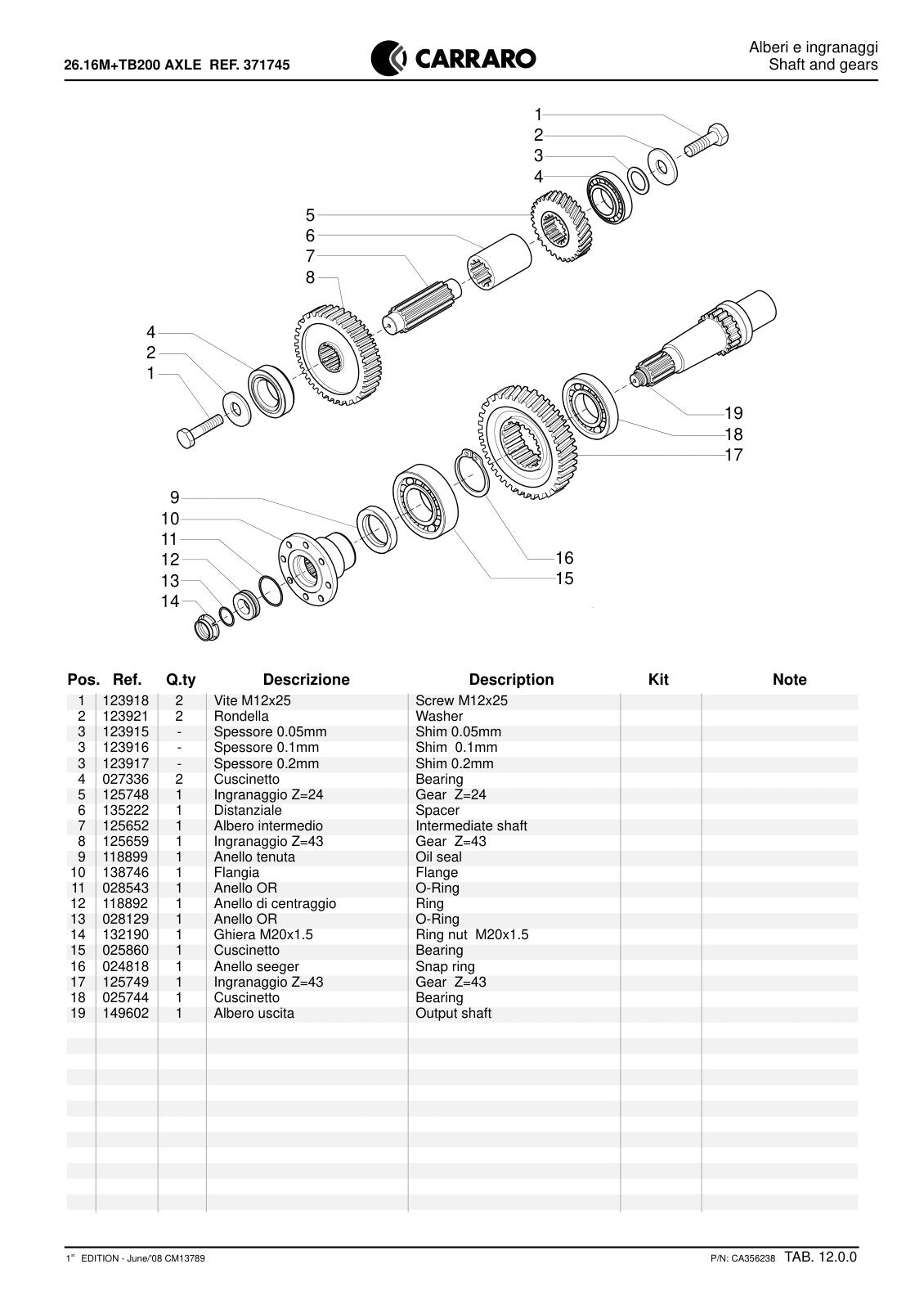 Carraro 26.16M + TB200 Axle with Transfer Box Parts Catalog (Ref. 371745) – sample page 3