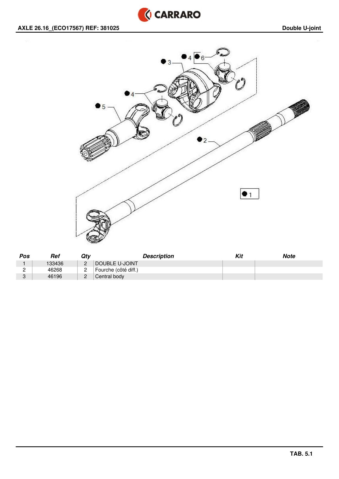 Carraro 26.16 Axle Parts Catalog (Ref. 381025) – sample page 3