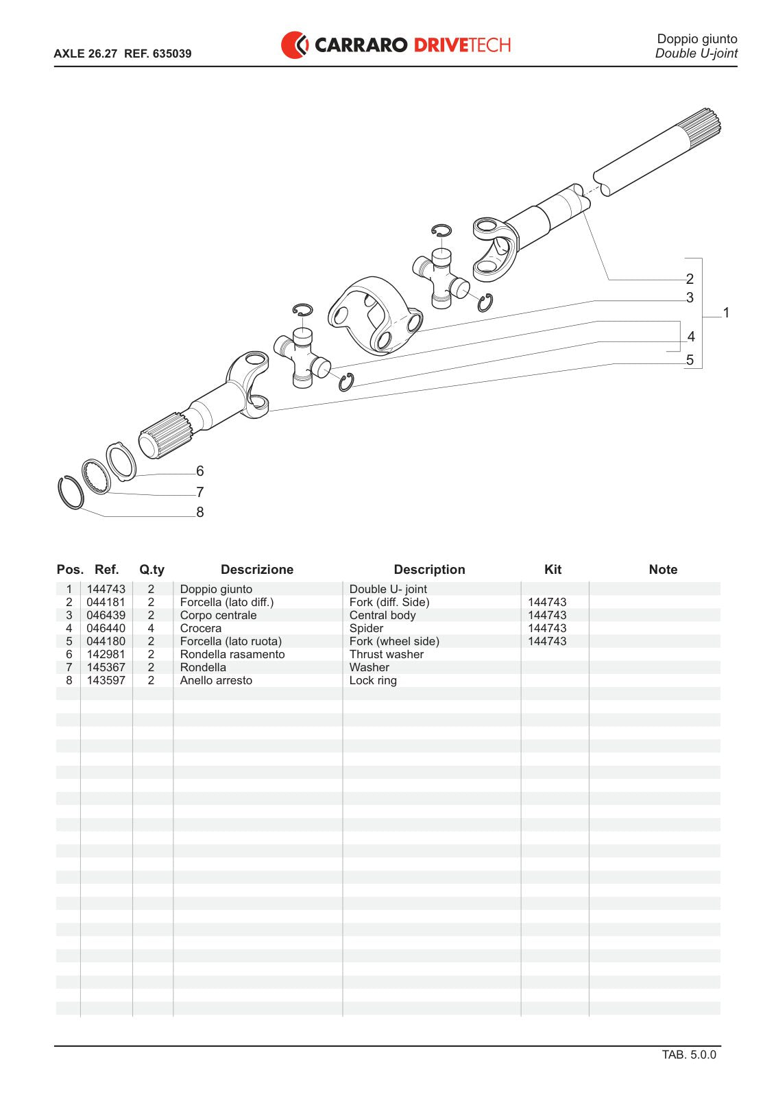 Carraro 26.27 Axle Parts Catalog (Ref. 635039) – sample page 3
