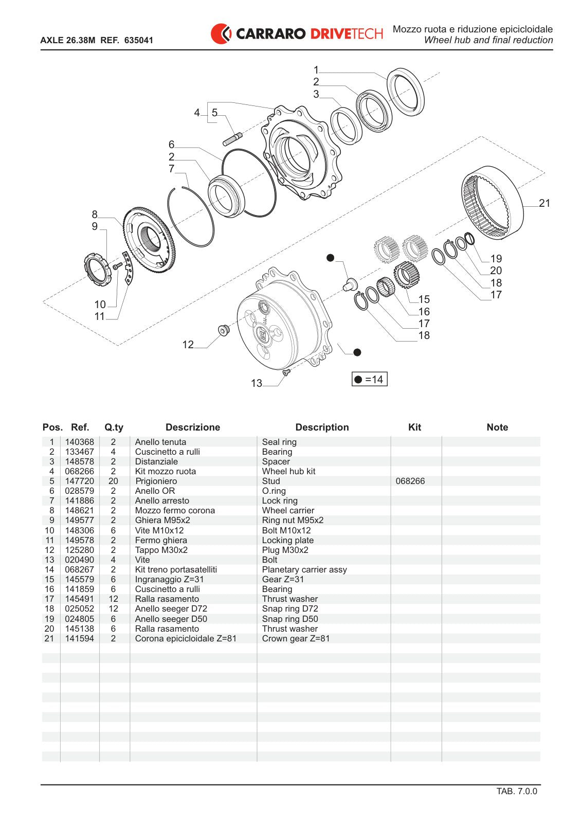 Carraro 26.38M Axle Parts Catalog (Ref. 635041) – sample page 3