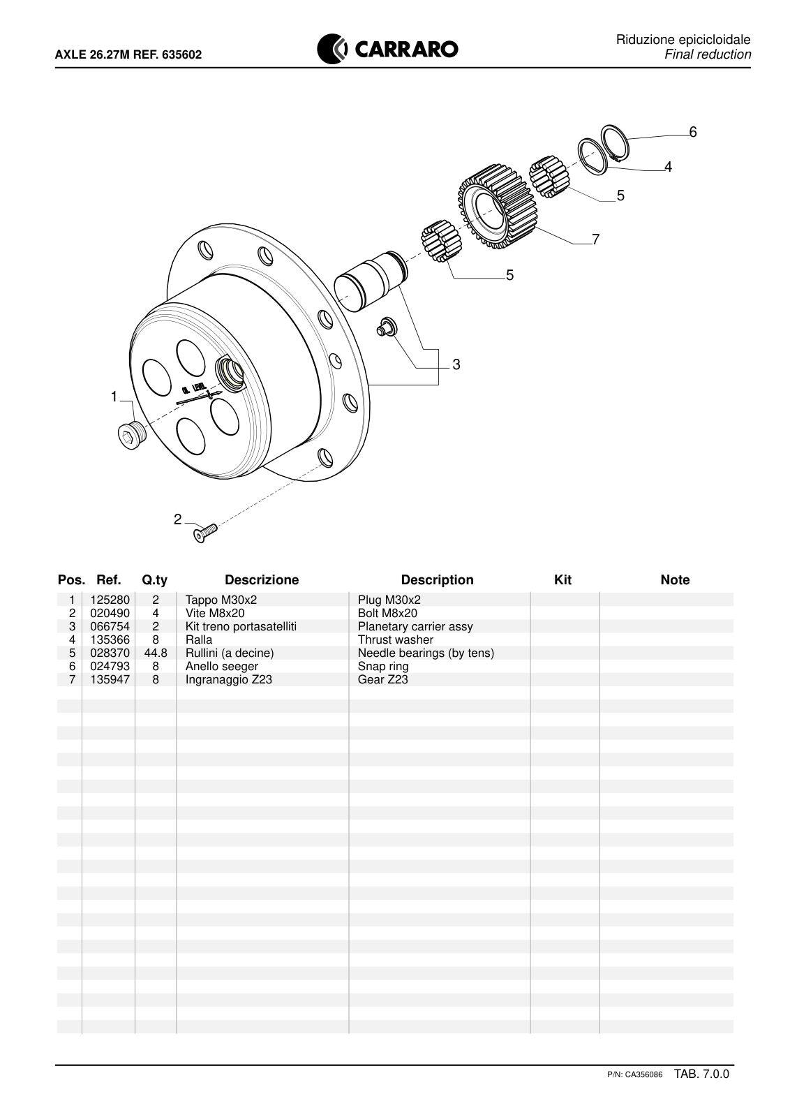 Carraro 26.27M Axle Parts Catalog (Ref. 635602) – sample page 3