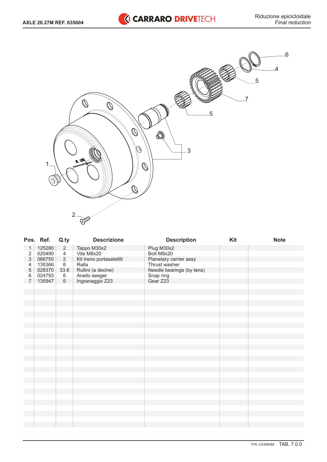 Carraro 26.27M Axle Parts Catalog (Ref. 635604) – sample page 3