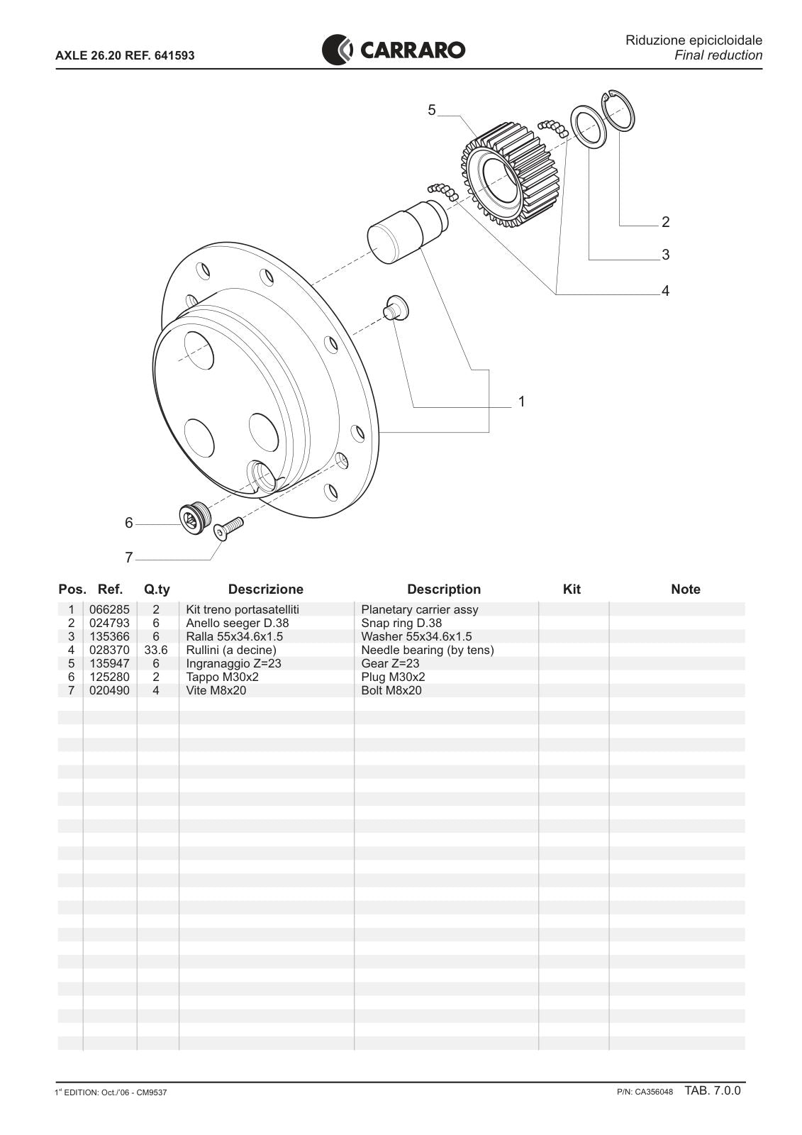 Carraro 26.20 Axle Parts Catalog (Ref. 641593) – sample page 3