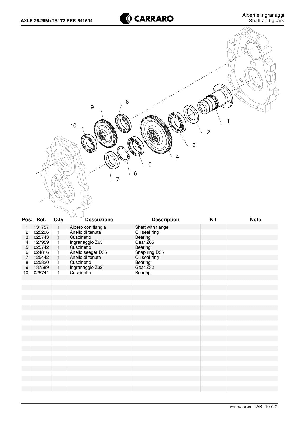 Carraro 26.25M + TB172 Axle with Transfer Box Parts Catalog (Ref. 641594) – sample page 3