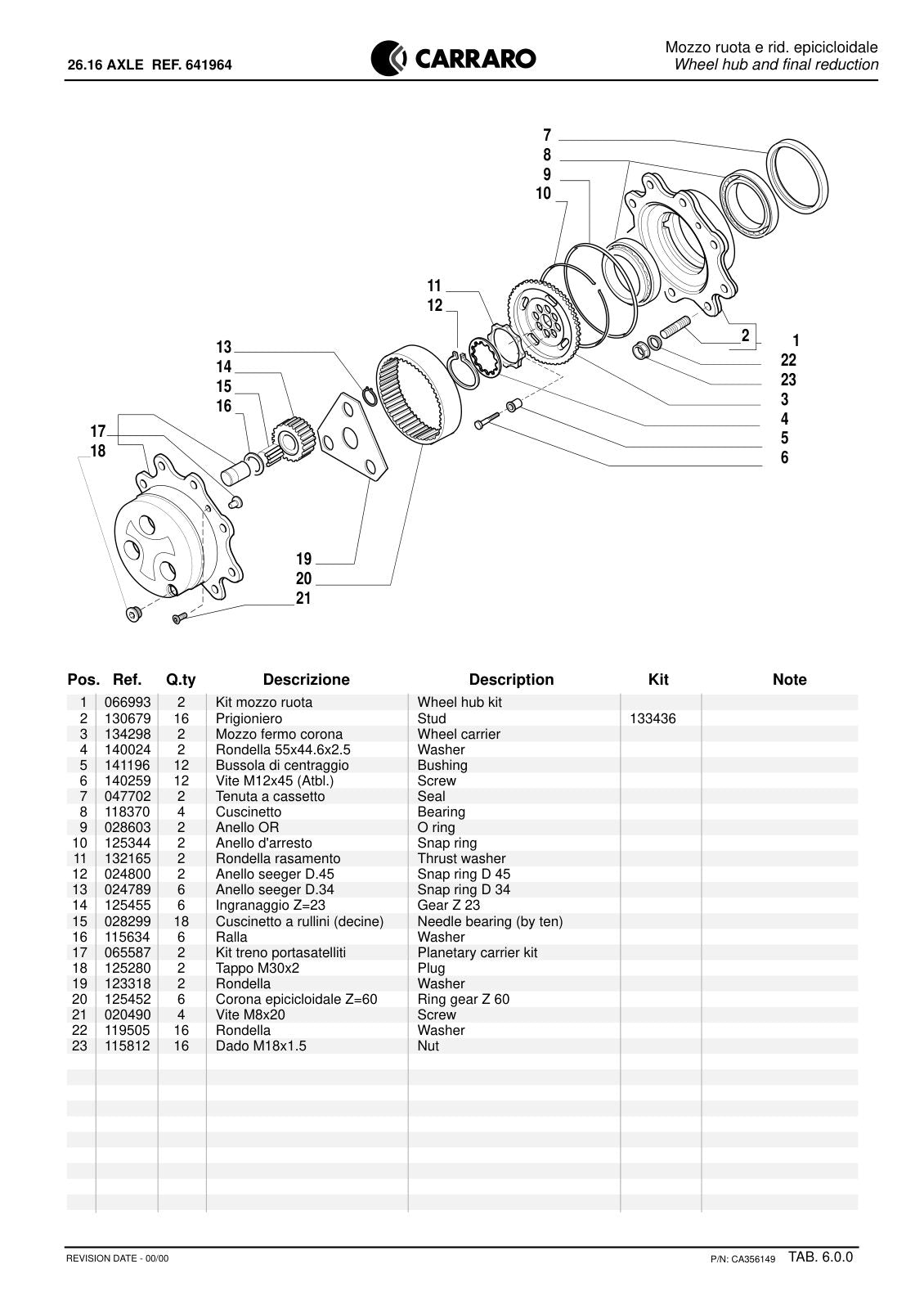 Carraro 26.16 Axle Parts Catalog (Ref. 641964) – sample page 3