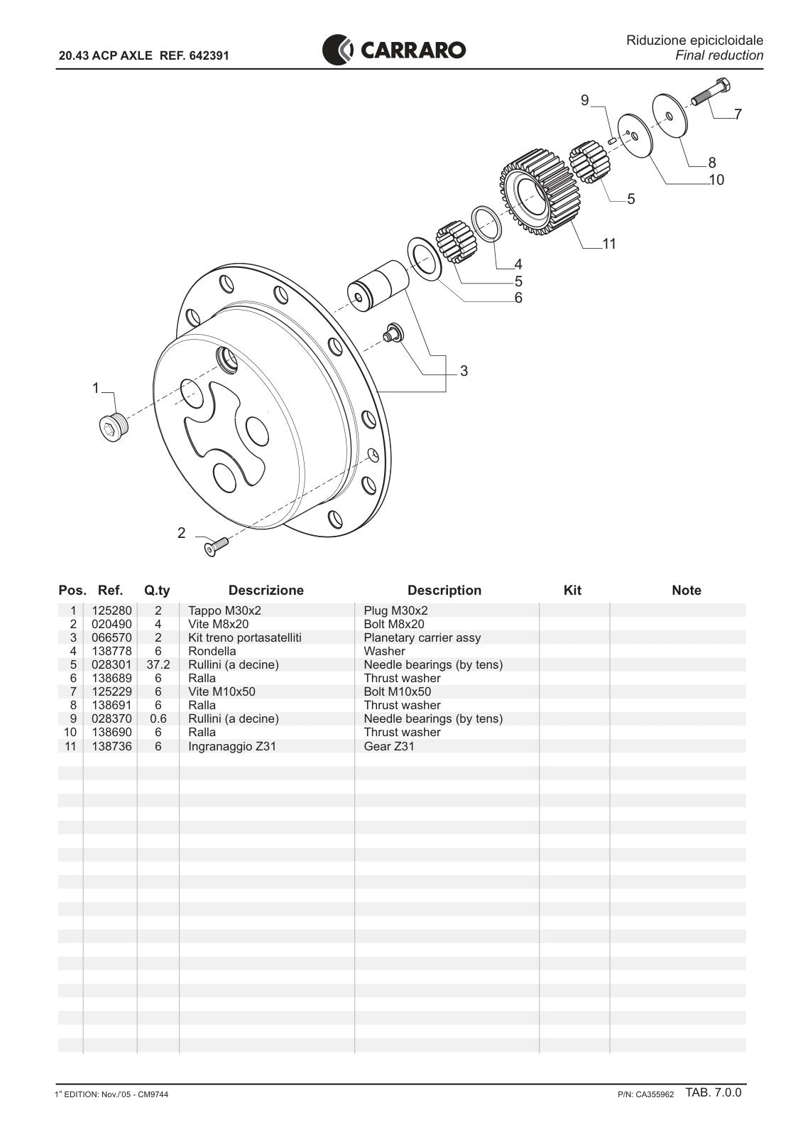 Carraro 20.43 Axle Parts Catalog (Ref. 642391) – sample page 3