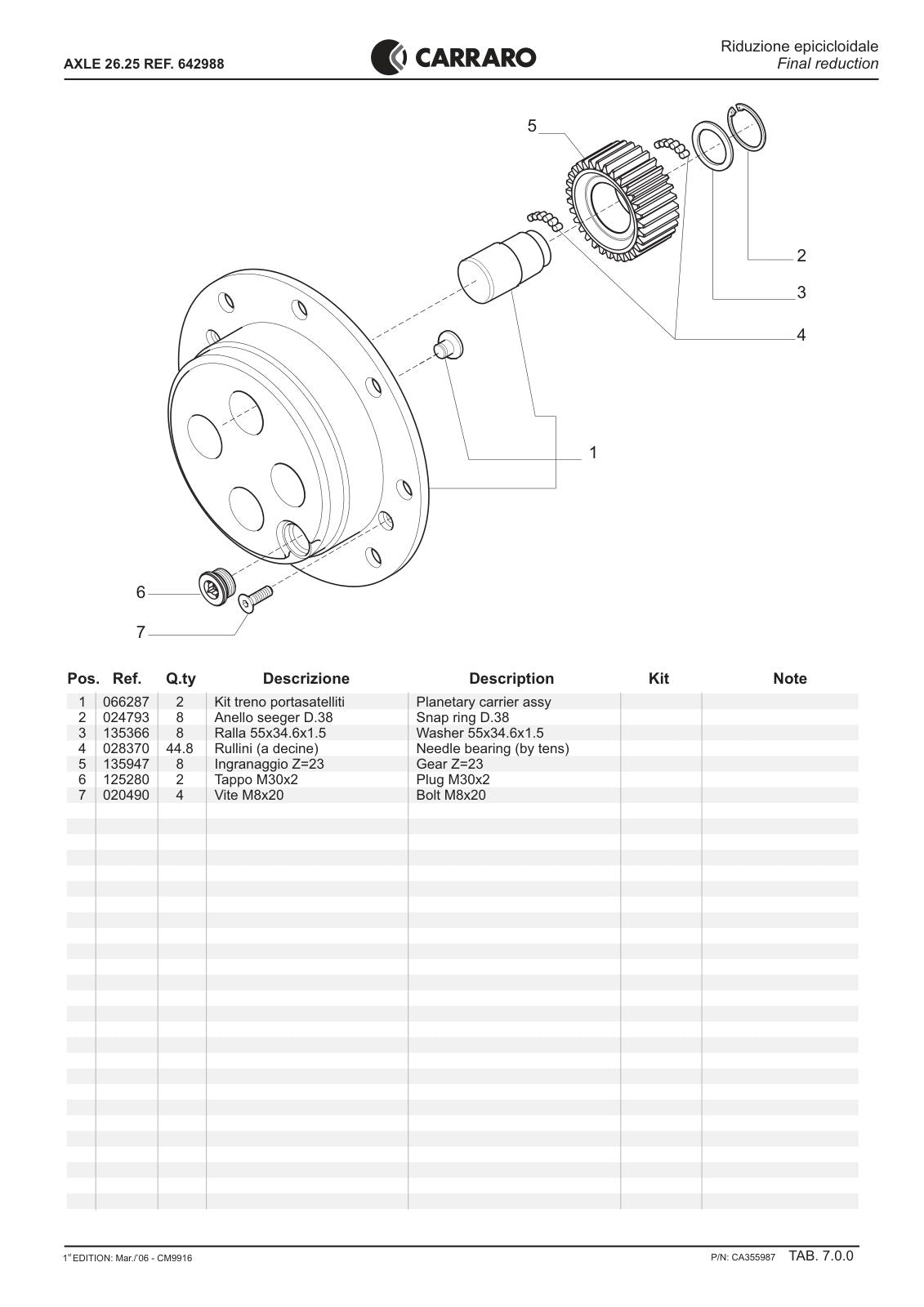 Carraro 26.25 Axle Parts Catalog (Ref. 642988) – sample page 3