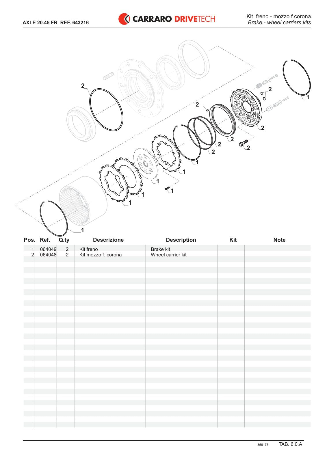Carraro 20.45 FR Axle Parts Catalog (Ref. 643216) – sample page 3
