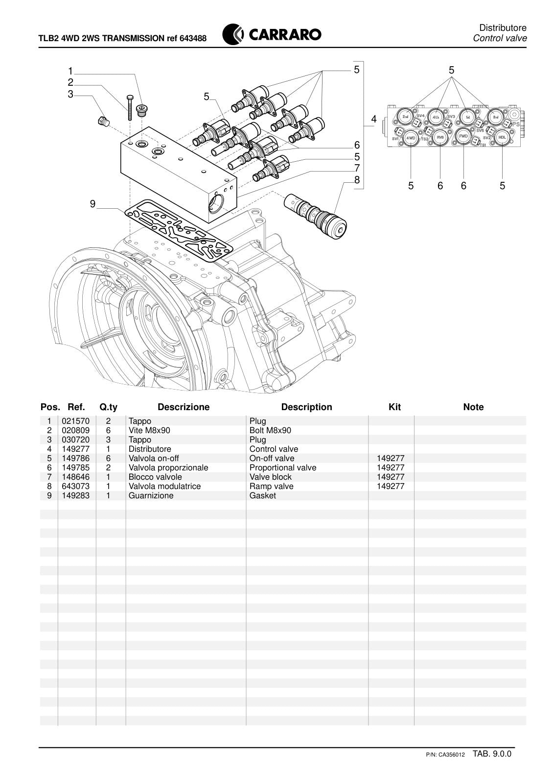 Carraro TLB2 Transmission Parts Catalog (Ref. 643488) – sample page 3