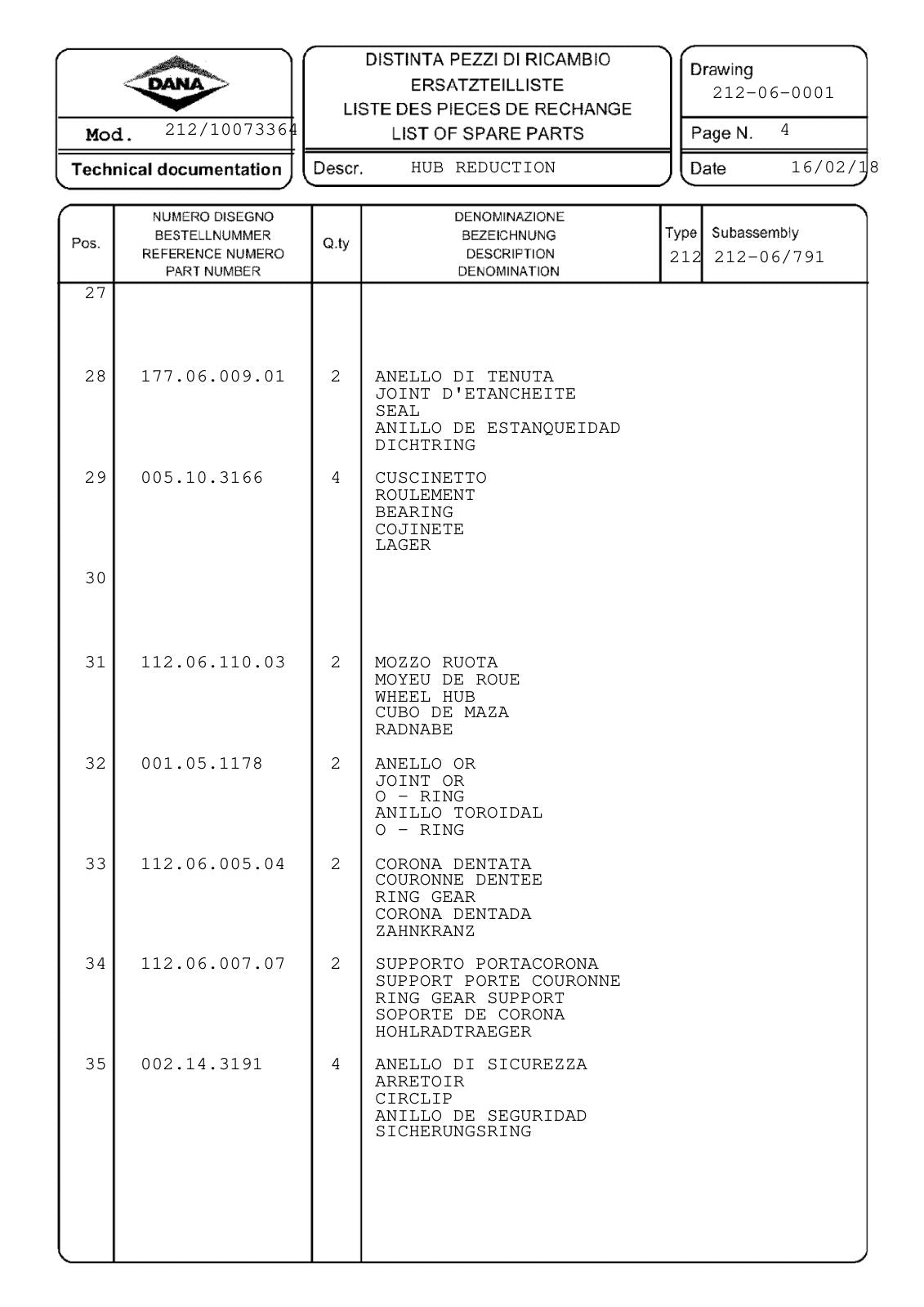 Dana Spicer 212/10073364 Steering Axle Parts Catalog for Bobcat PF 2 (30-40KM/H)4T3 – sample page 3
