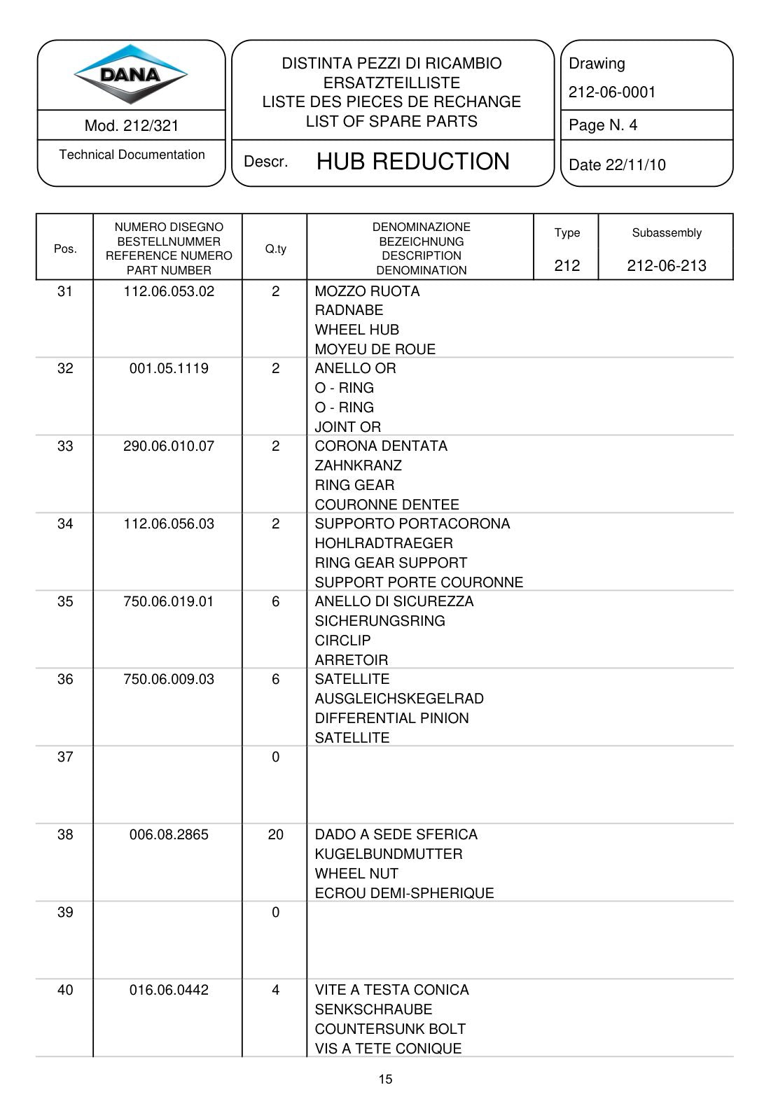 Dana Spicer 212/321 Steering Axle Parts Catalog for Merlo Treemme MM180B Forestry Tractor – sample page 3