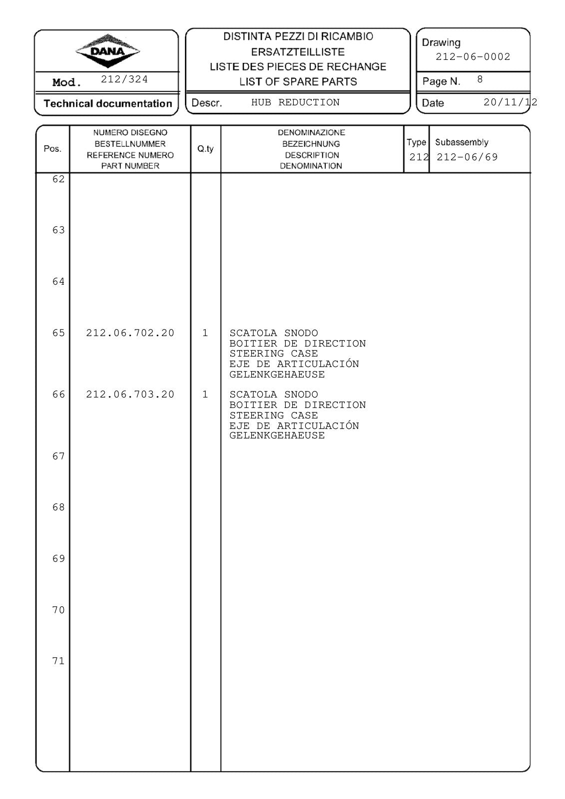Dana Spicer 212/324 Steering Axle Parts Catalog for CNH FH120W Wheeled Excavator – sample page 3