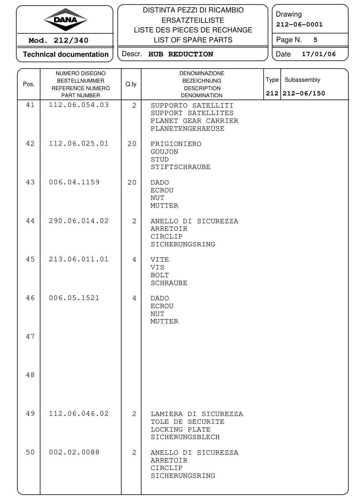 Dana Spicer 212/340 Steering Axle Parts Catalog for Dieci PEGASUS Telehandler – sample page 3