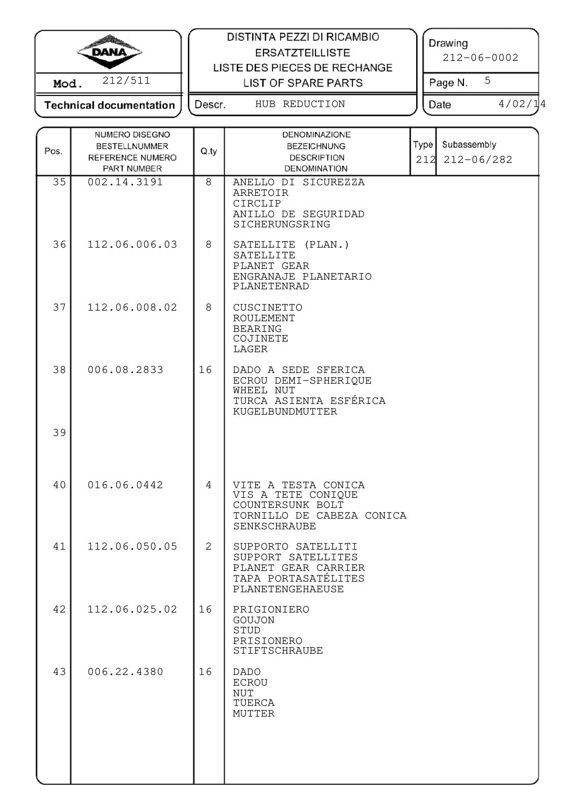 Dana Spicer 212/511 Steering Axle Parts Catalog for Venieri VF 03.04 Wheel Loader (New Version) – sample page 3
