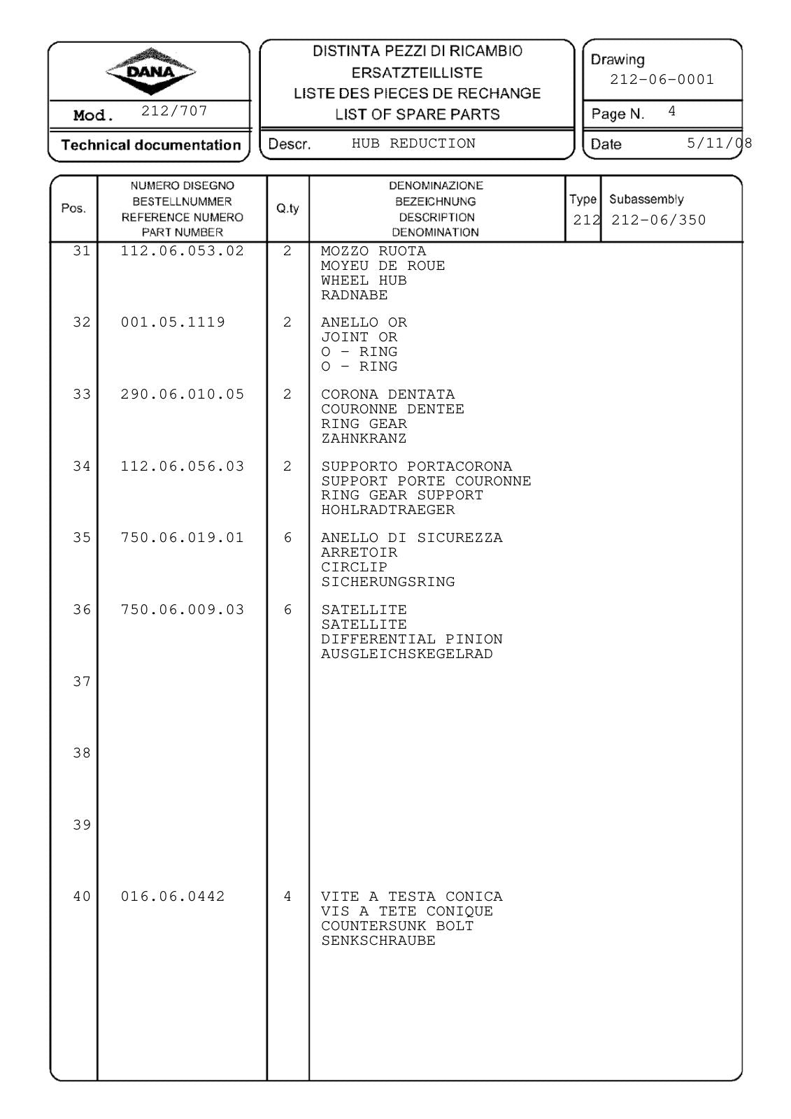 Dana Spicer 212/707 Steering Axle Parts Catalog for Manitou MHT 860L Telehandler (Manitou 736847) – sample page 3