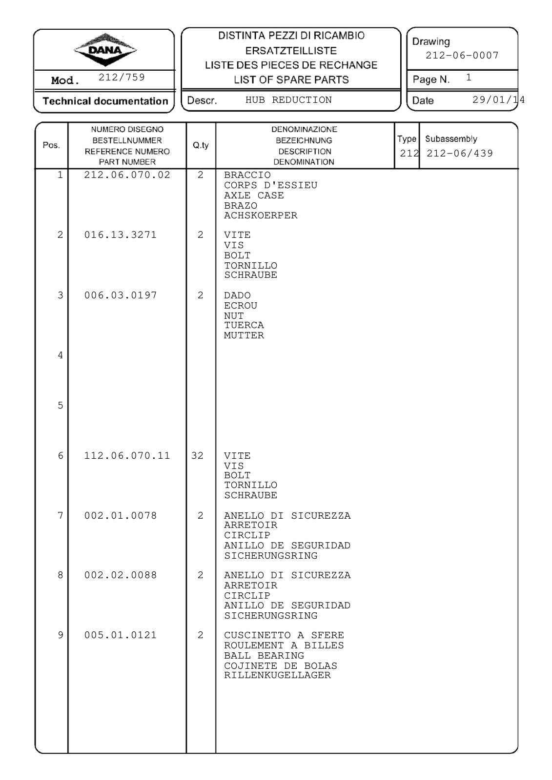 Dana Spicer 212/759 Steering Axle Parts Catalog for Dieci ET153-ET154-ET178 Telehandler – sample page 3