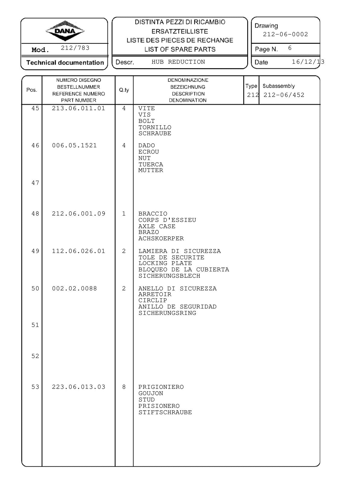 Dana Spicer 212/783 Steering Axle Parts Catalog for CNH TLH 03 Telehandler – sample page 3