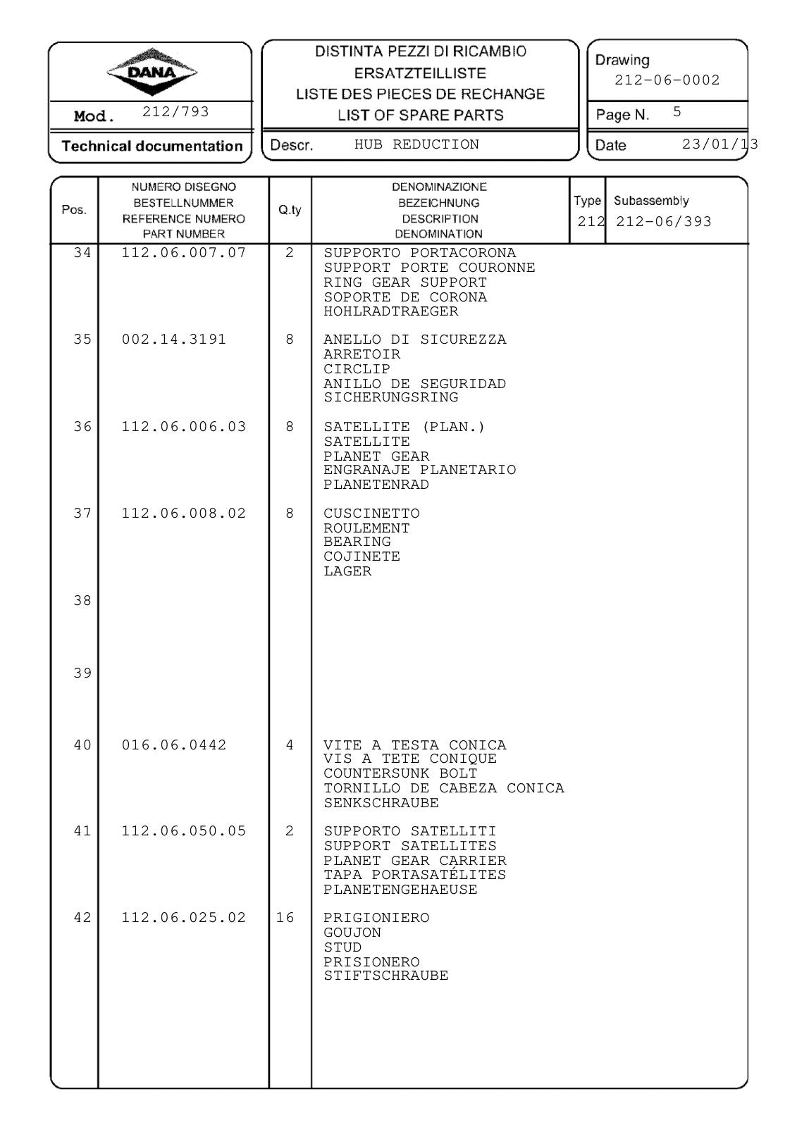 Dana Spicer 212/793 Steering Axle Parts Catalog for Kramer 3006-3207-4107 Telehandler – sample page 3