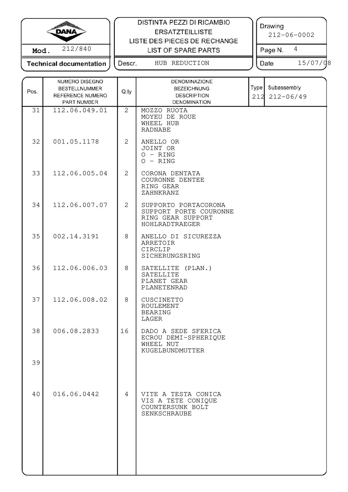 Dana Spicer 212/840 Steering Axle Parts Catalog for Shinjeong Tractor – sample page 3