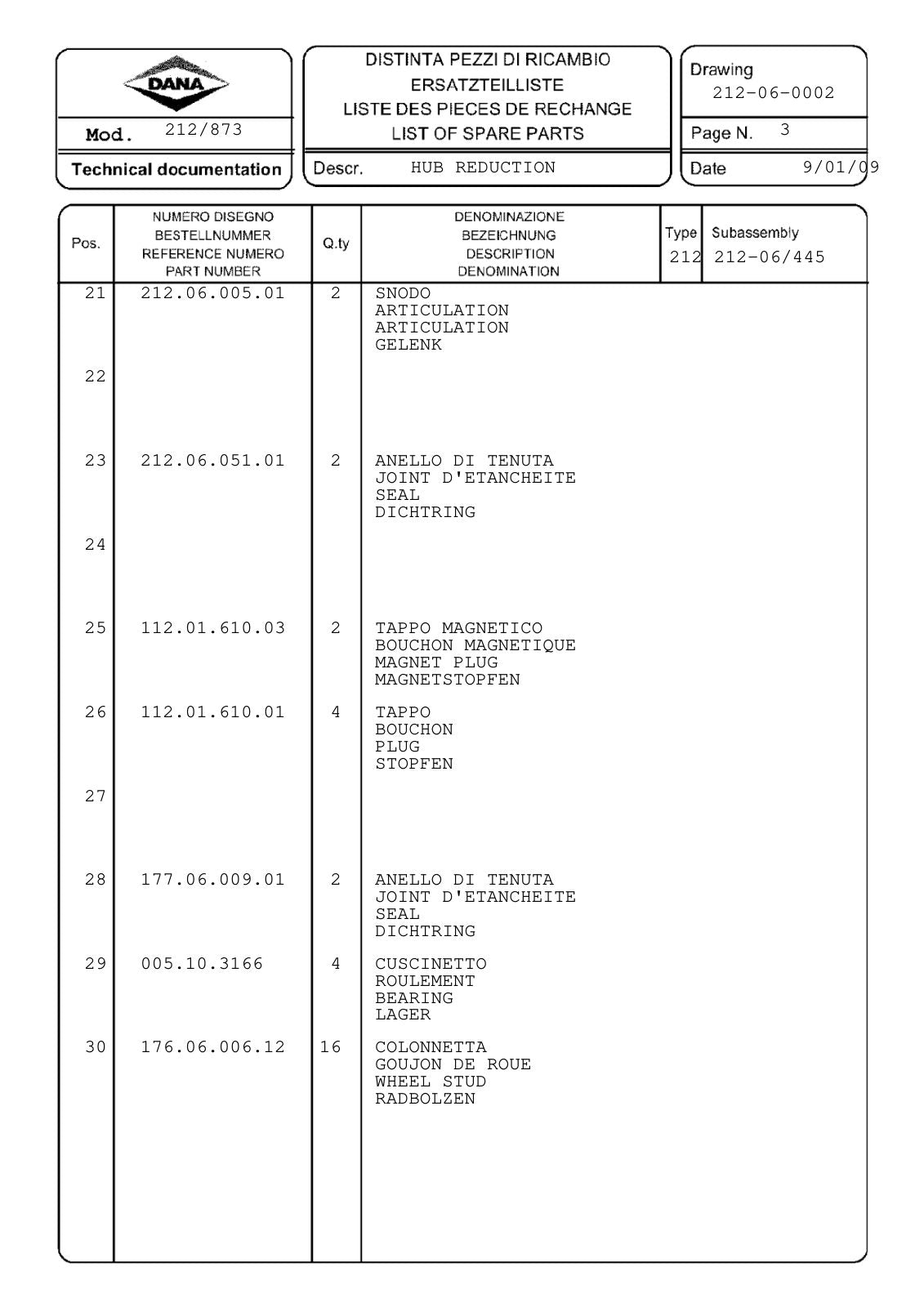 Dana Spicer 212/873 Steering Axle Parts Catalog for Manitou Telehandler – sample page 3
