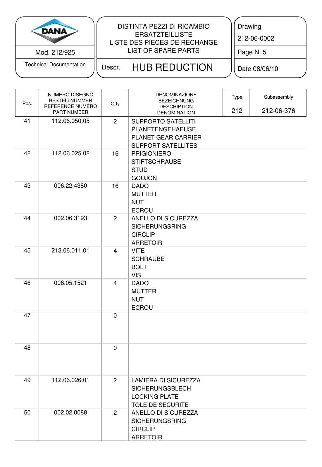 Dana Spicer 212/925 Steering Axle Parts Catalog for Vermeer RT1250 Trencher – sample page 3