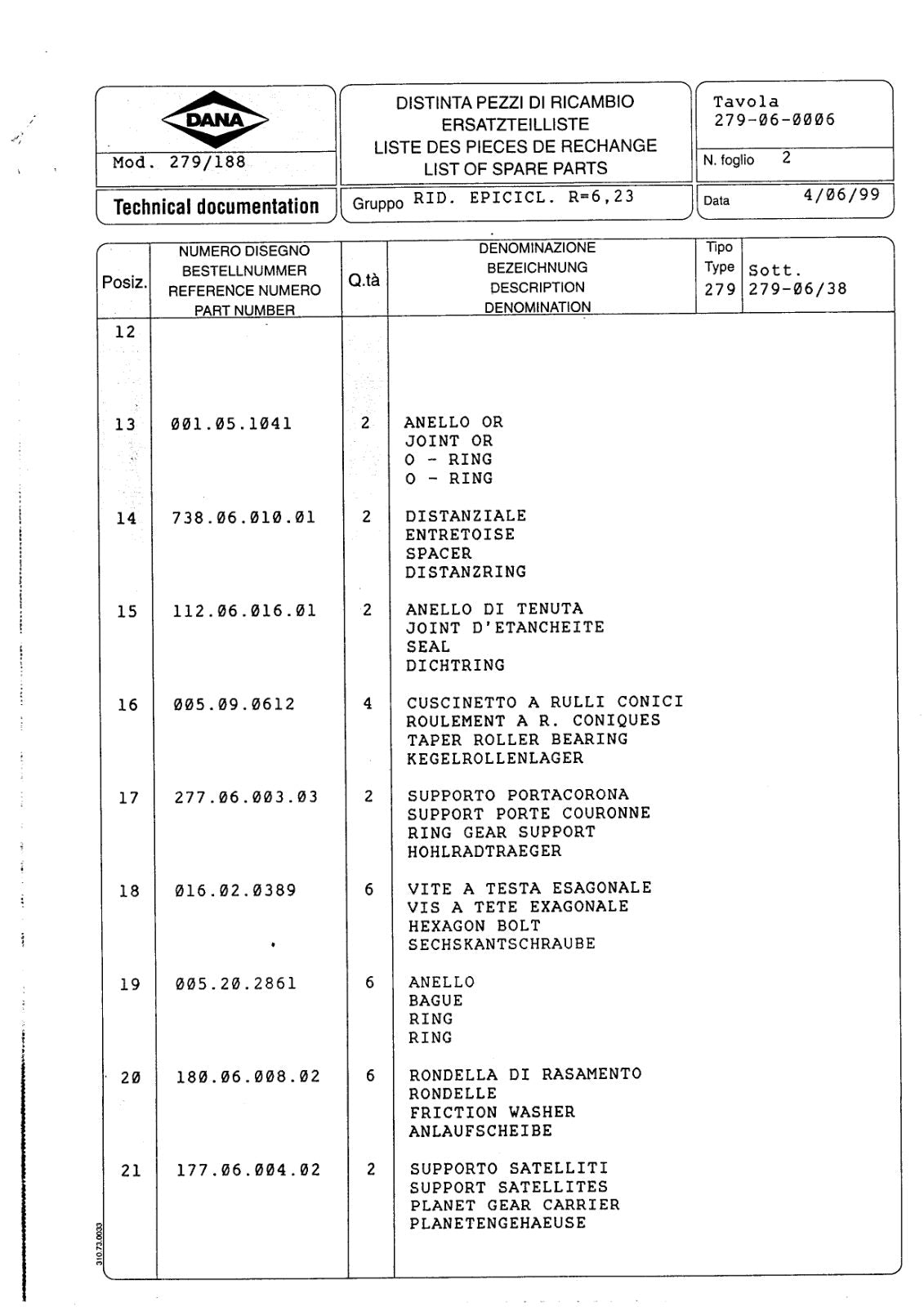 Dana Spicer 279/188 Steering Axle Parts Catalog for Manitou (Manitou 207081) – sample page 3