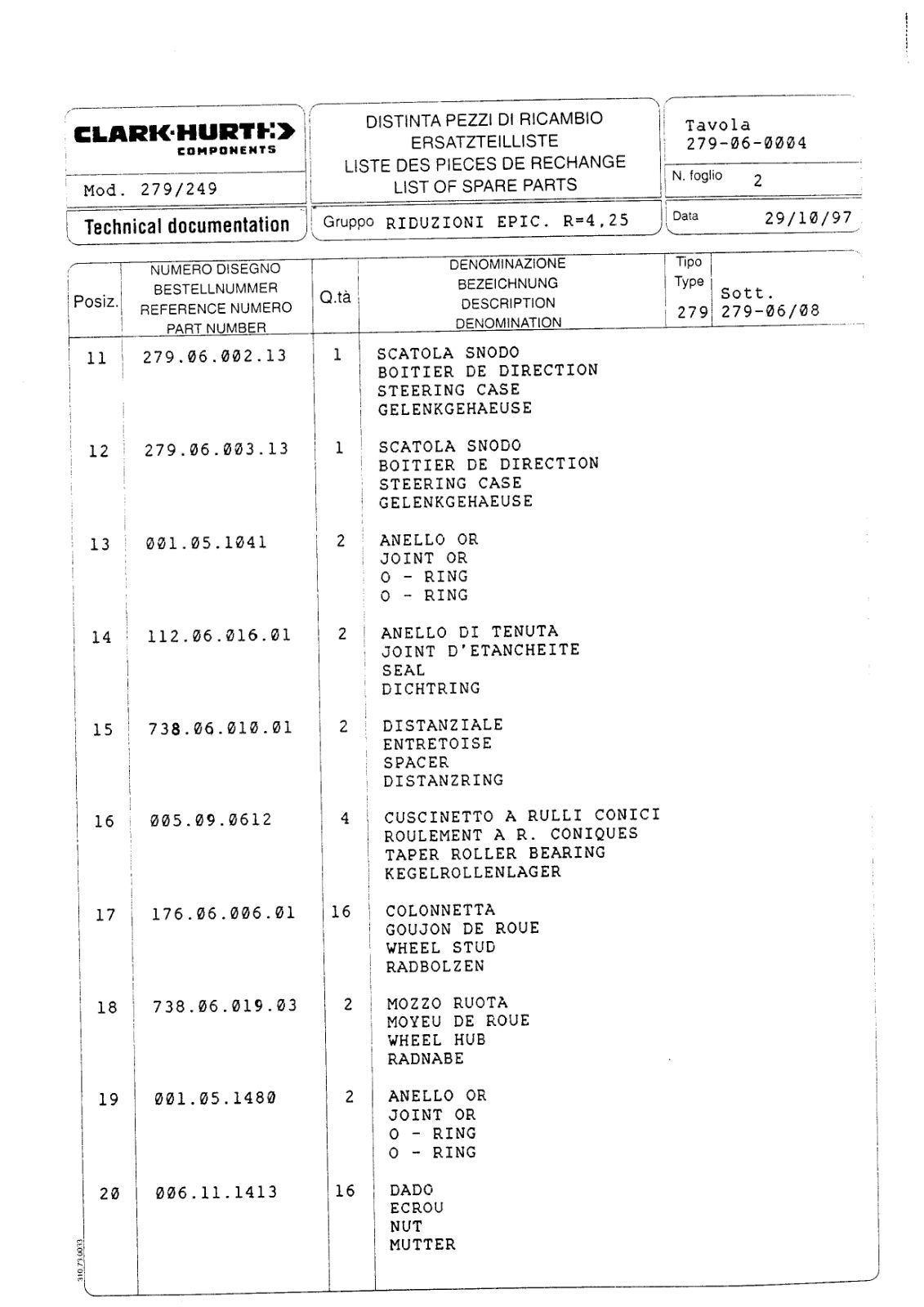 Dana Spicer 279/249 Steering Axle Parts Catalog for Manitou MT 728-2 Telehandler (Manitou 217712) – sample page 3